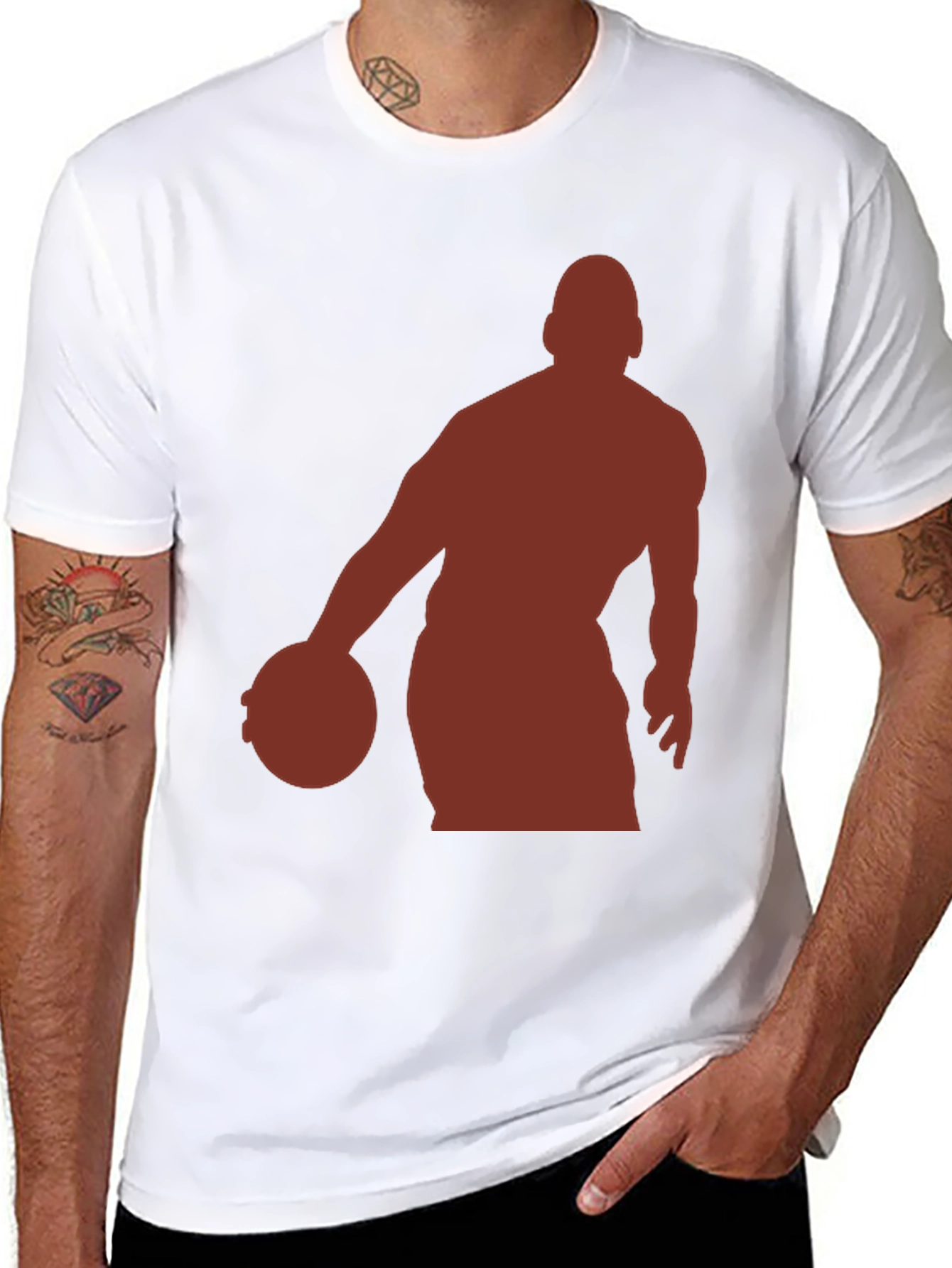 Black Basketball Silhouette Graphic Tee - Stylish Men's T-Shirt view 8