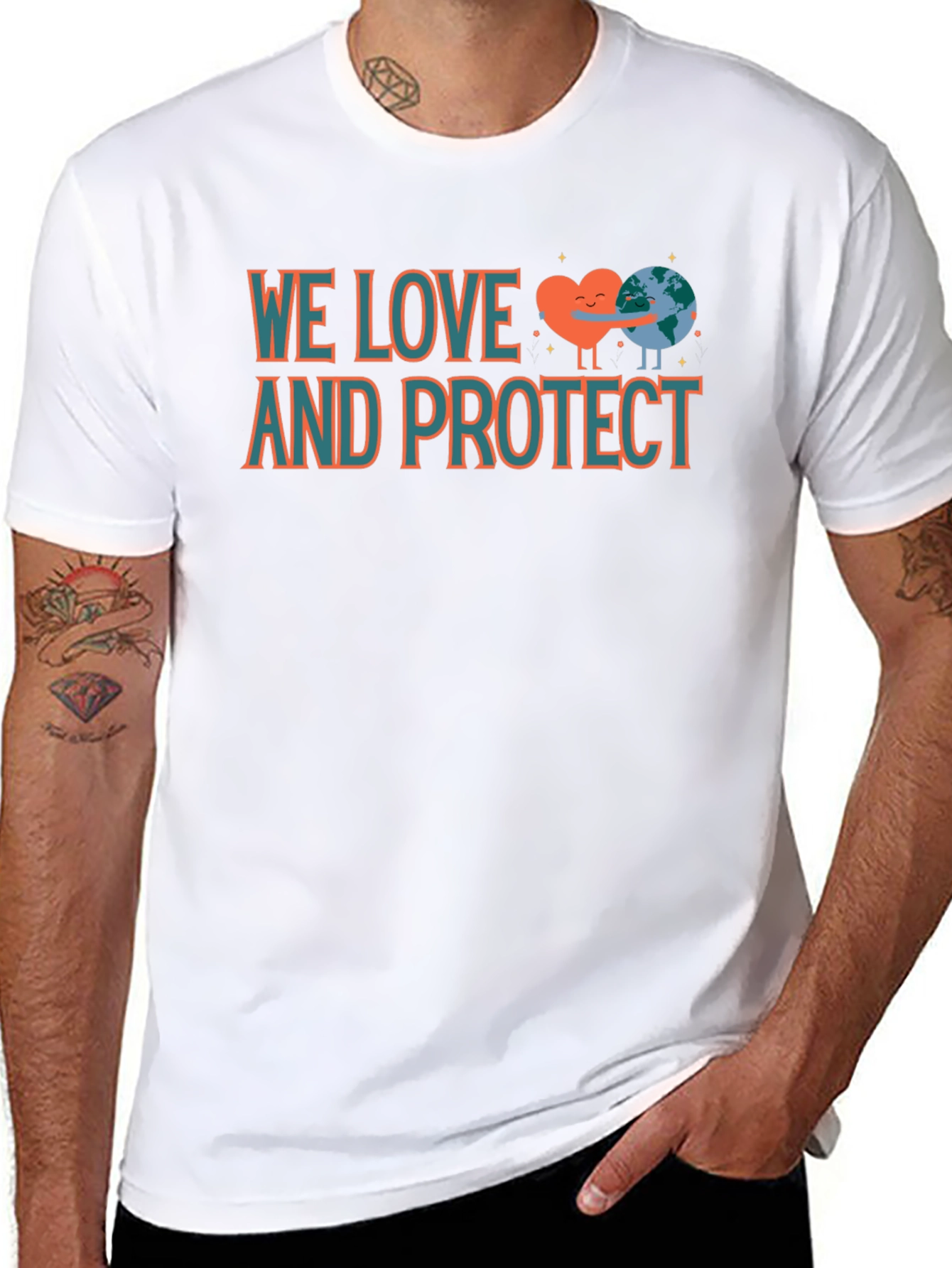 Black We Love and Protect Earth T-Shirt view 8