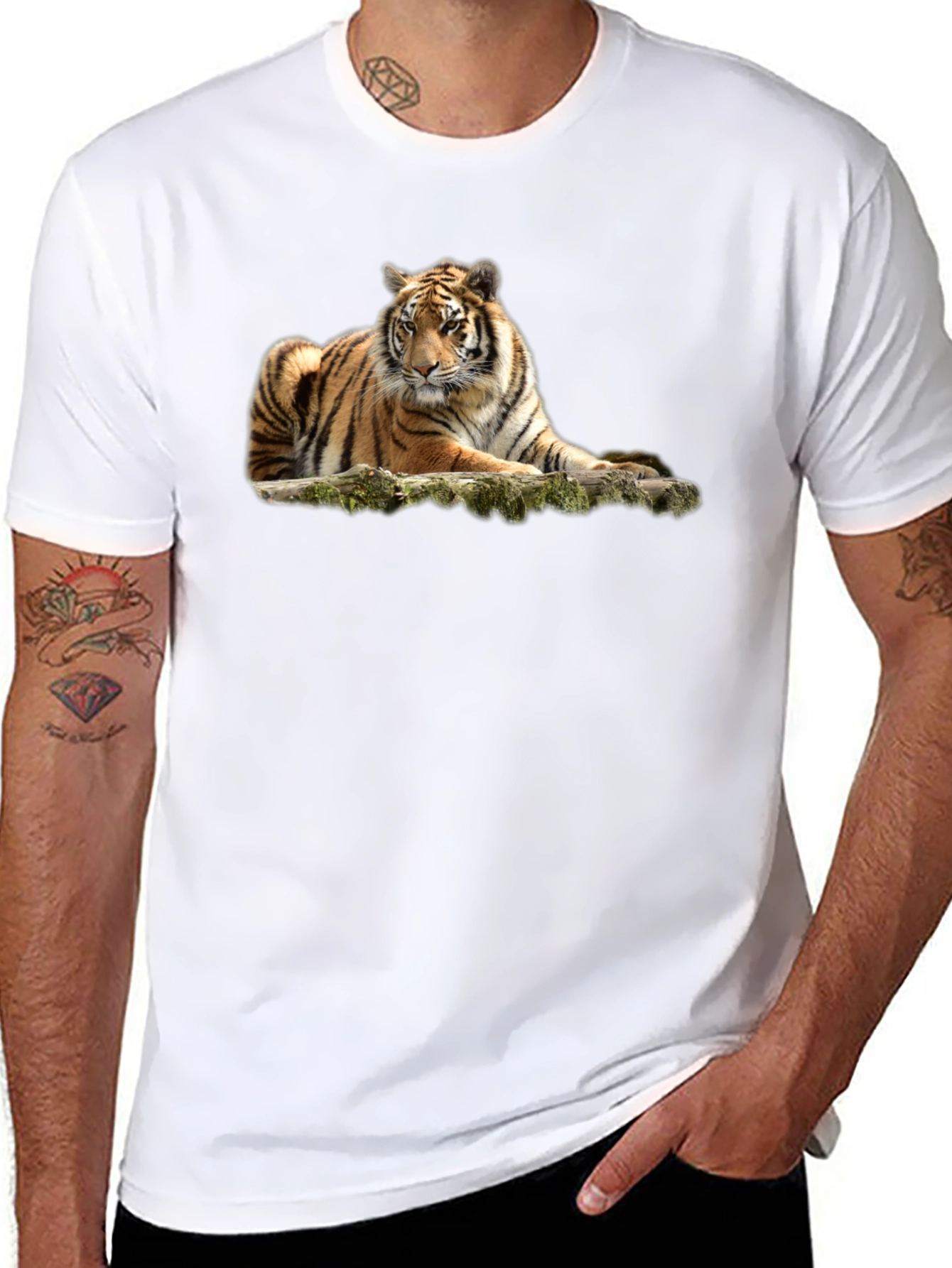 Black Tiger Graphic T-Shirt - Black Crew Neck Tee view 8