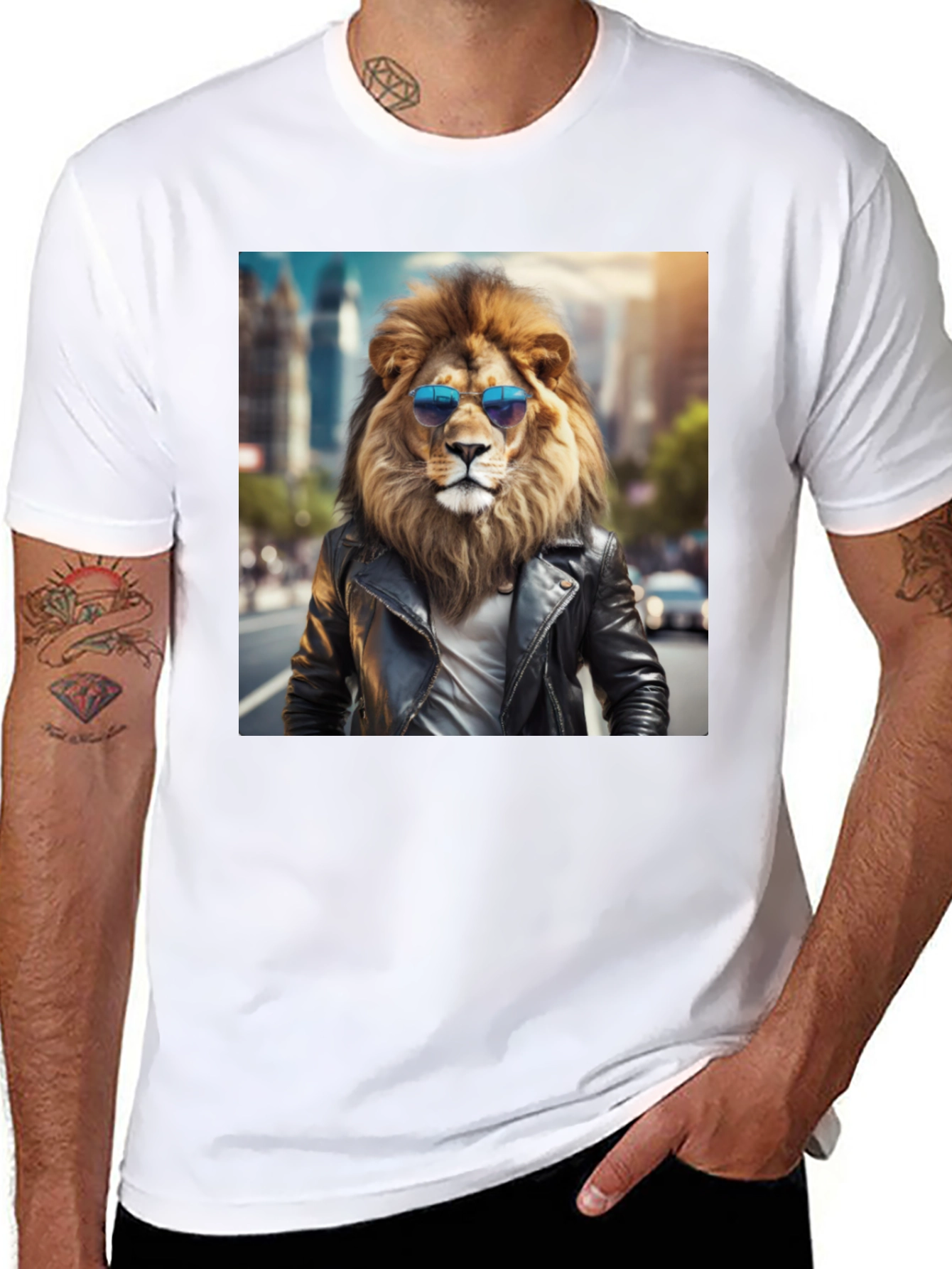 Black Cool Lion Graphic Tee - Street Style view 8