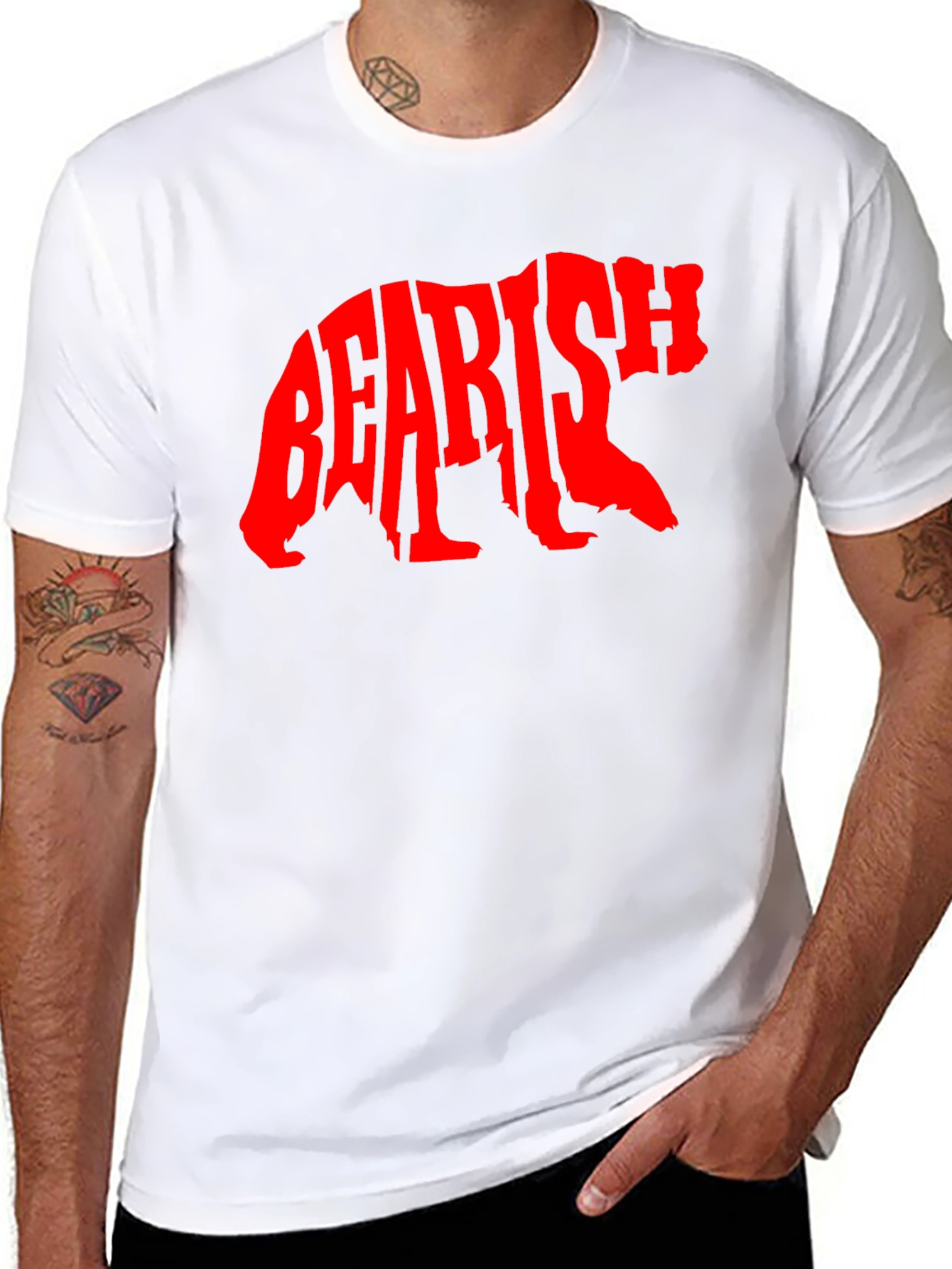 Black Bearish Graphic Tee - Black Cotton T-Shirt view 8