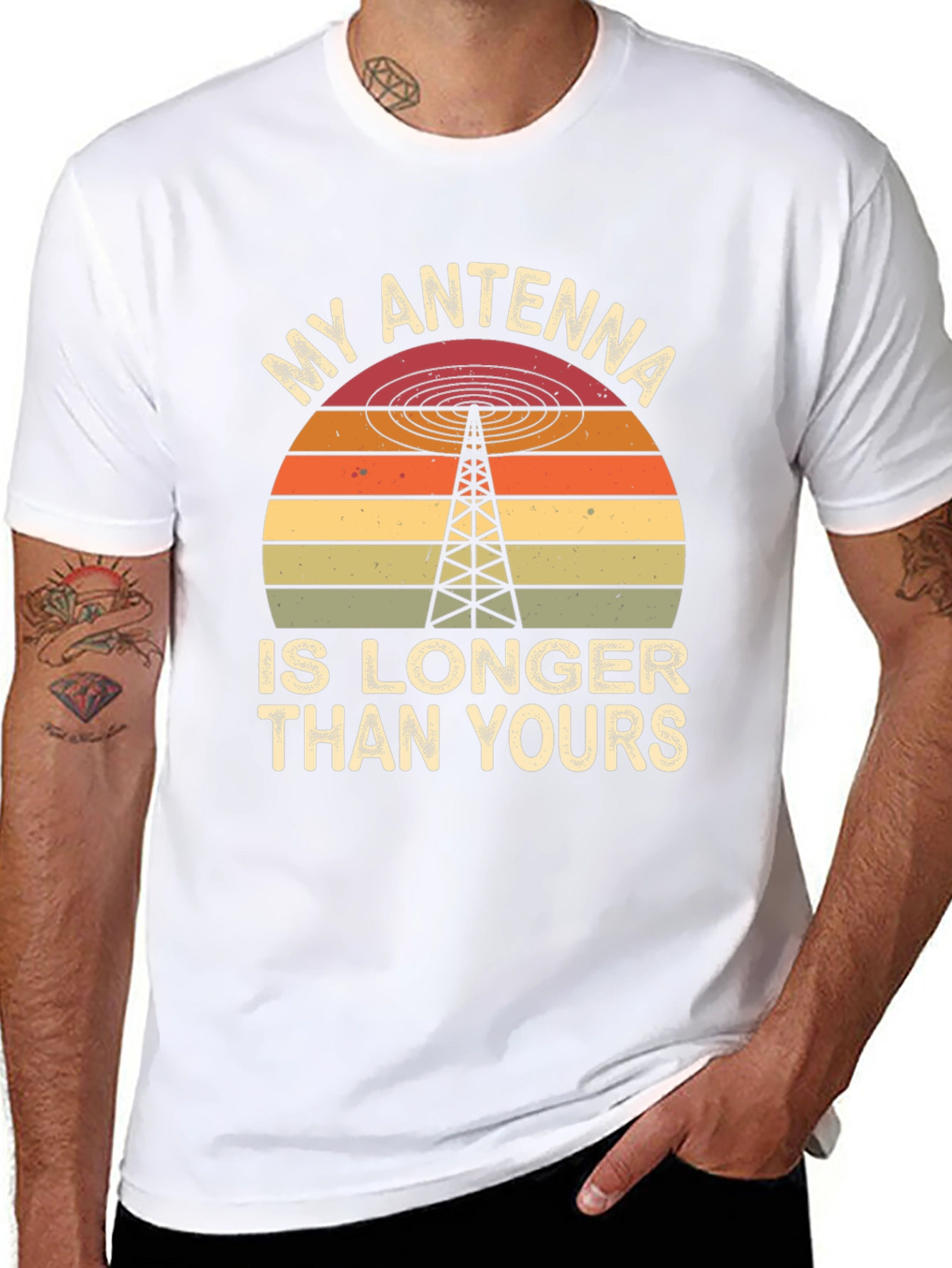 Black My Antenna is Longer Than Yours Funny T-Shirt view 8