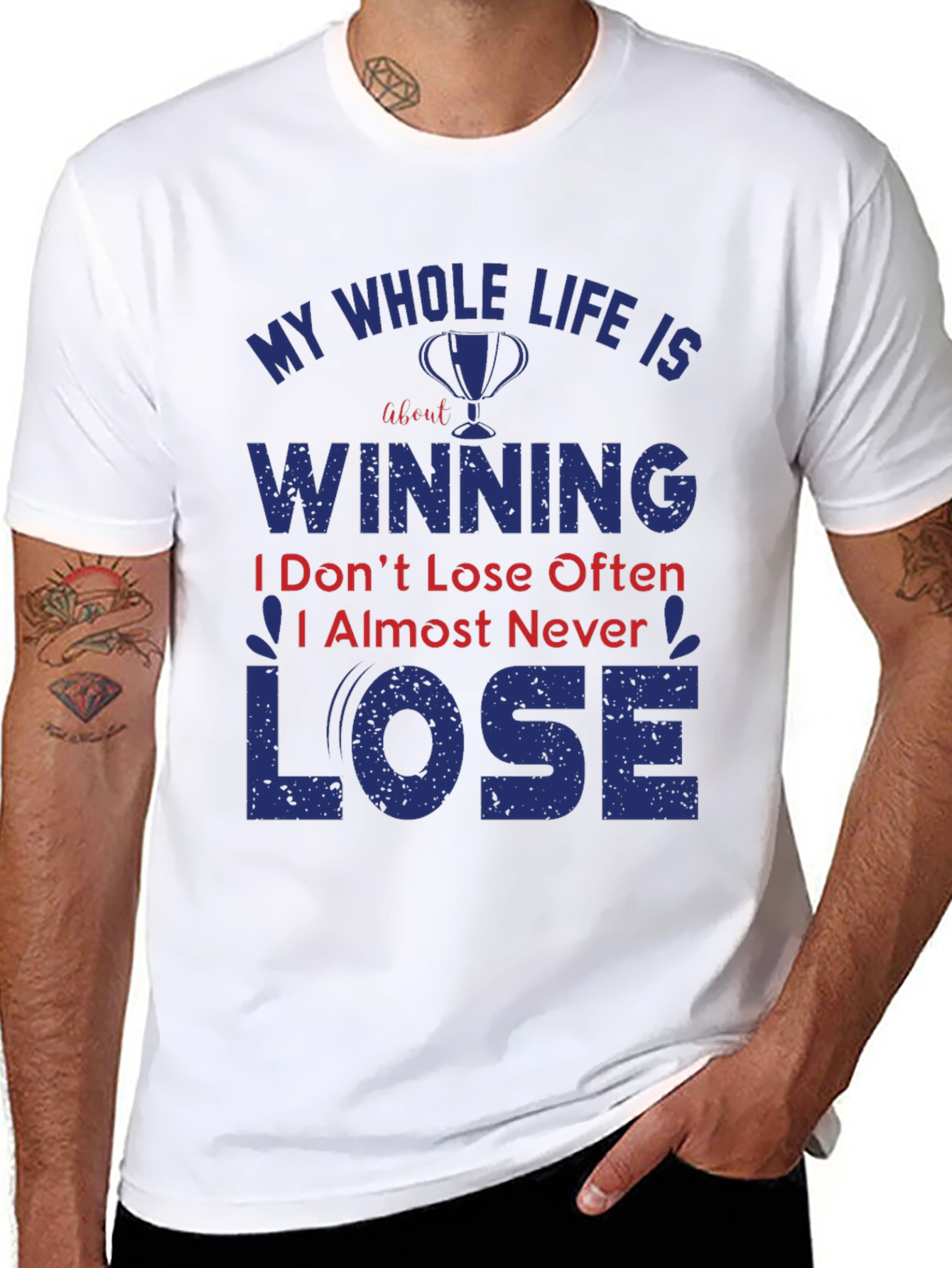 Black Winning T-Shirt: Never Lose Attitude Black Tee view 8
