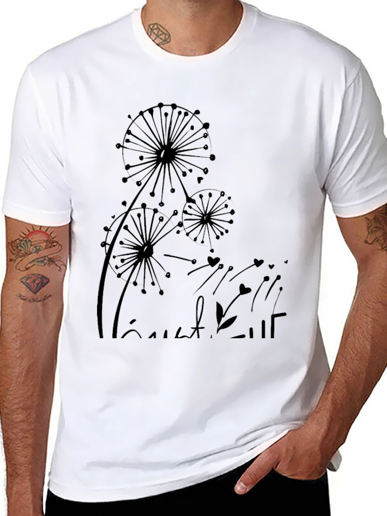 Black Dandelion Graphic Black T-Shirt view 8