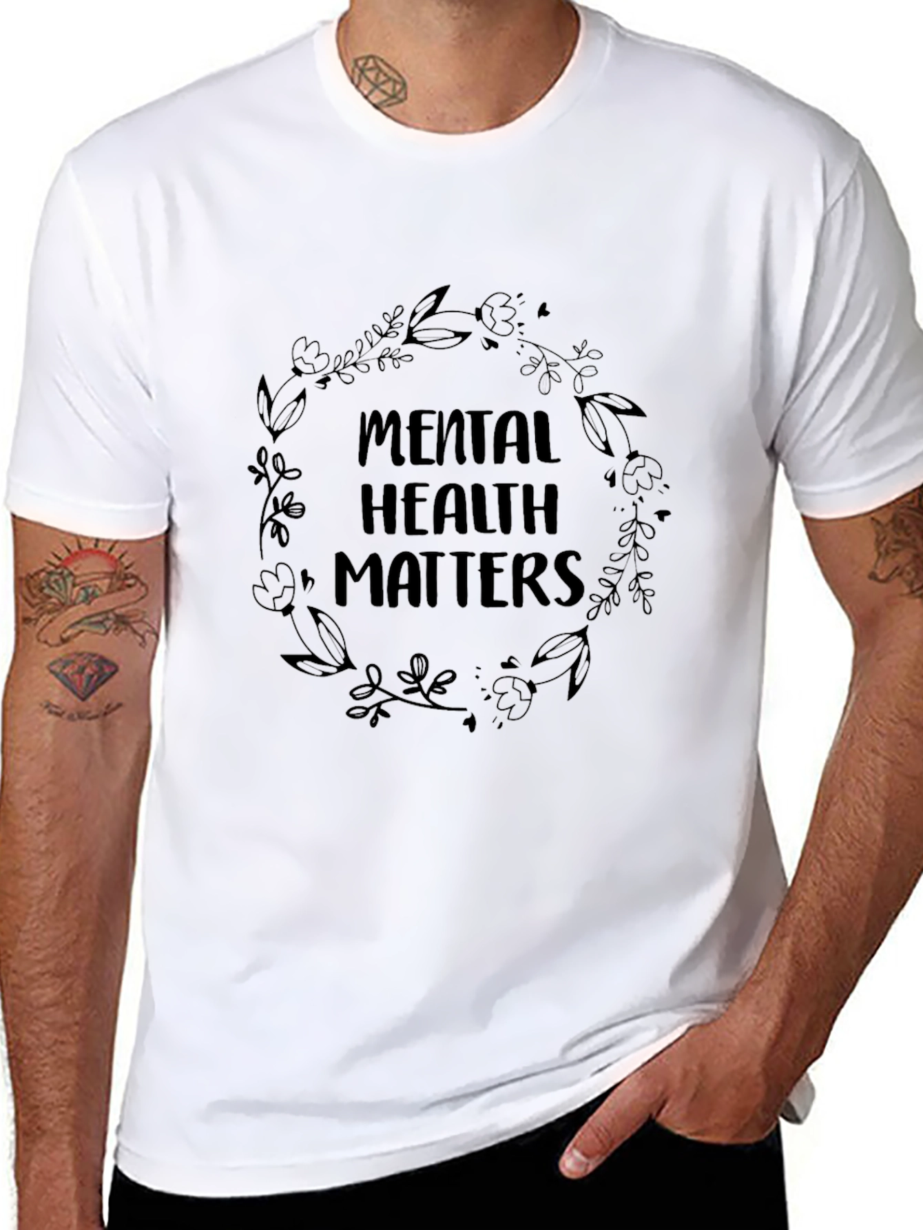 Black Mental Health Matters Black Graphic Tee view 8