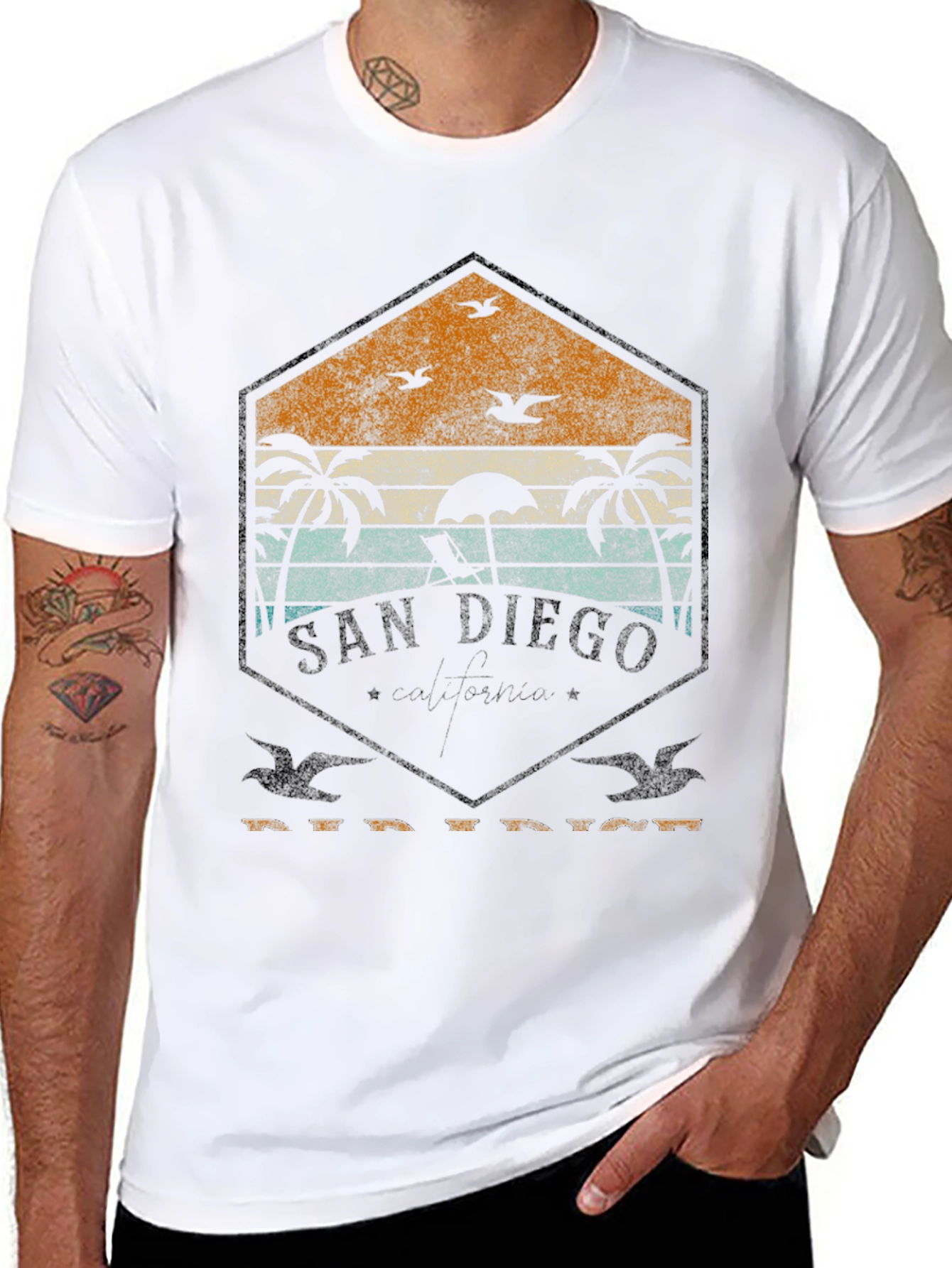 Black San Diego Retro Beach T-Shirt view 8