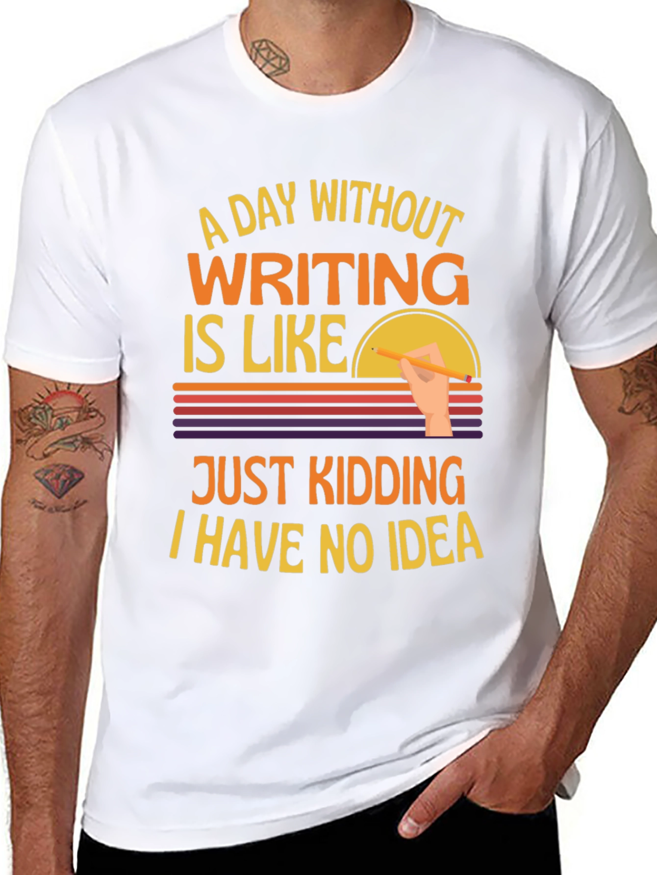 Black Funny Writing T-Shirt - A Day Without Writing view 8