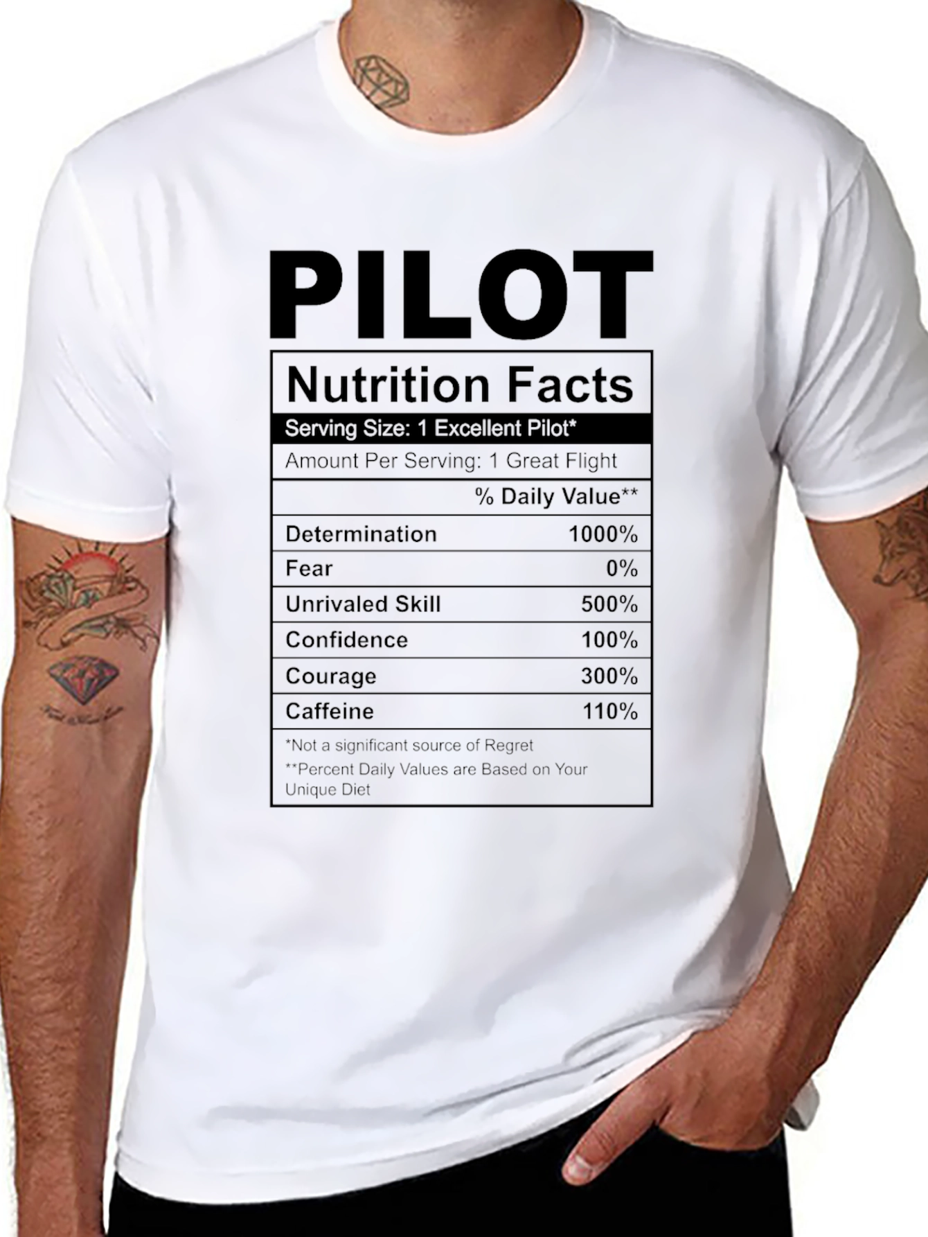 Black Pilot Nutrition Facts T-Shirt - Fly High! view 8