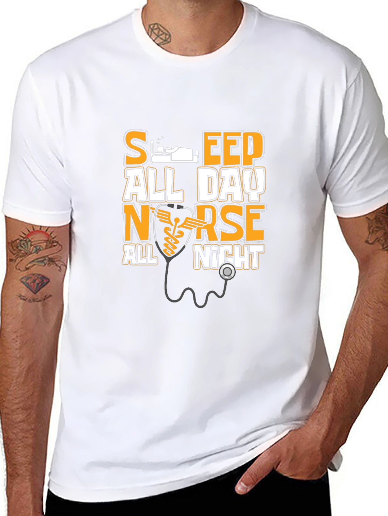Black Sleep All Day Nurse All Night T-Shirt view 8
