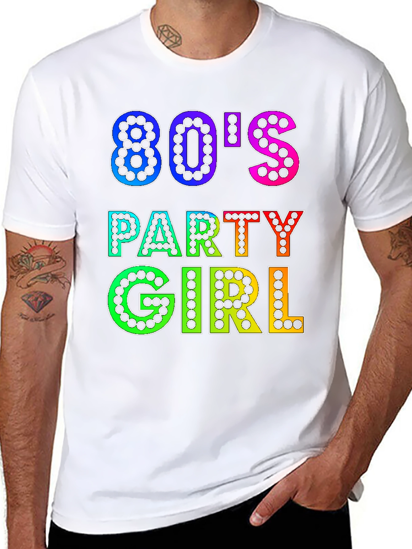 Black 80's Party Girl Graphic Tee - Retro Style view 8