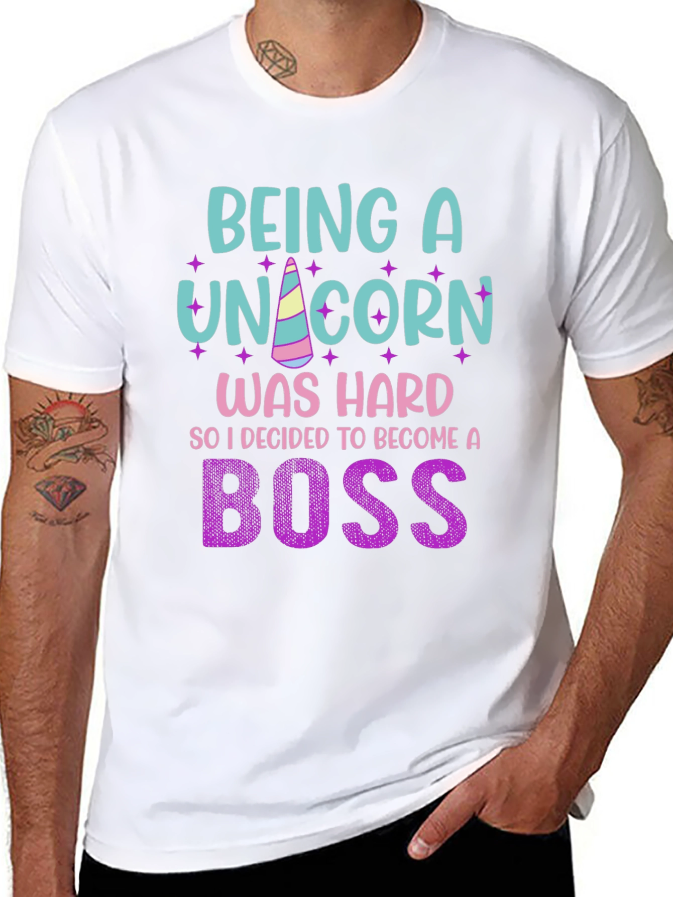 Black Being A Unicorn Was Hard - Funny Novelty T-Shirt view 8
