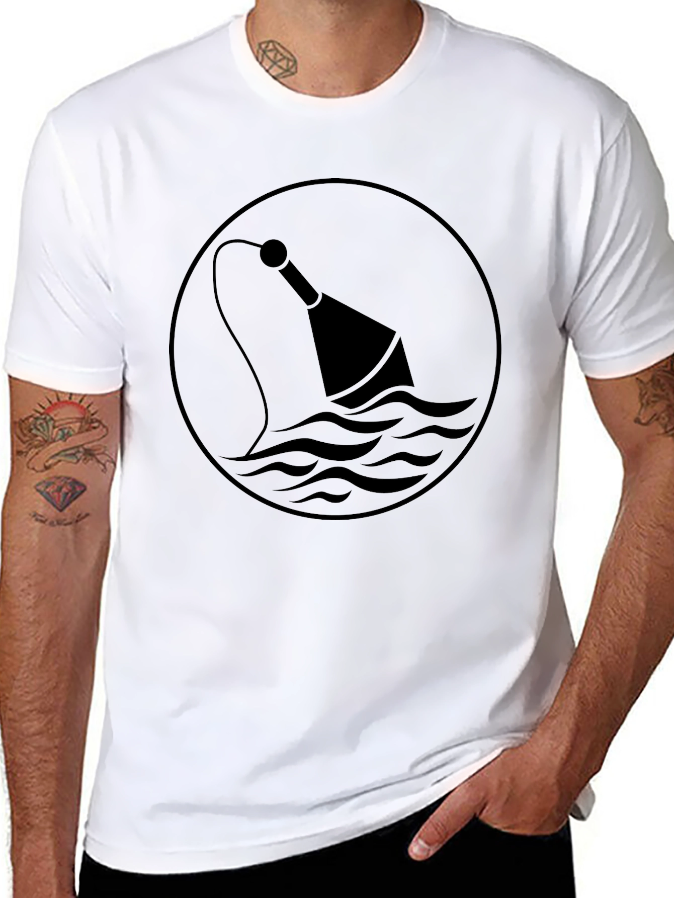 Black Black Nautical Buoy Graphic T-Shirt view 8