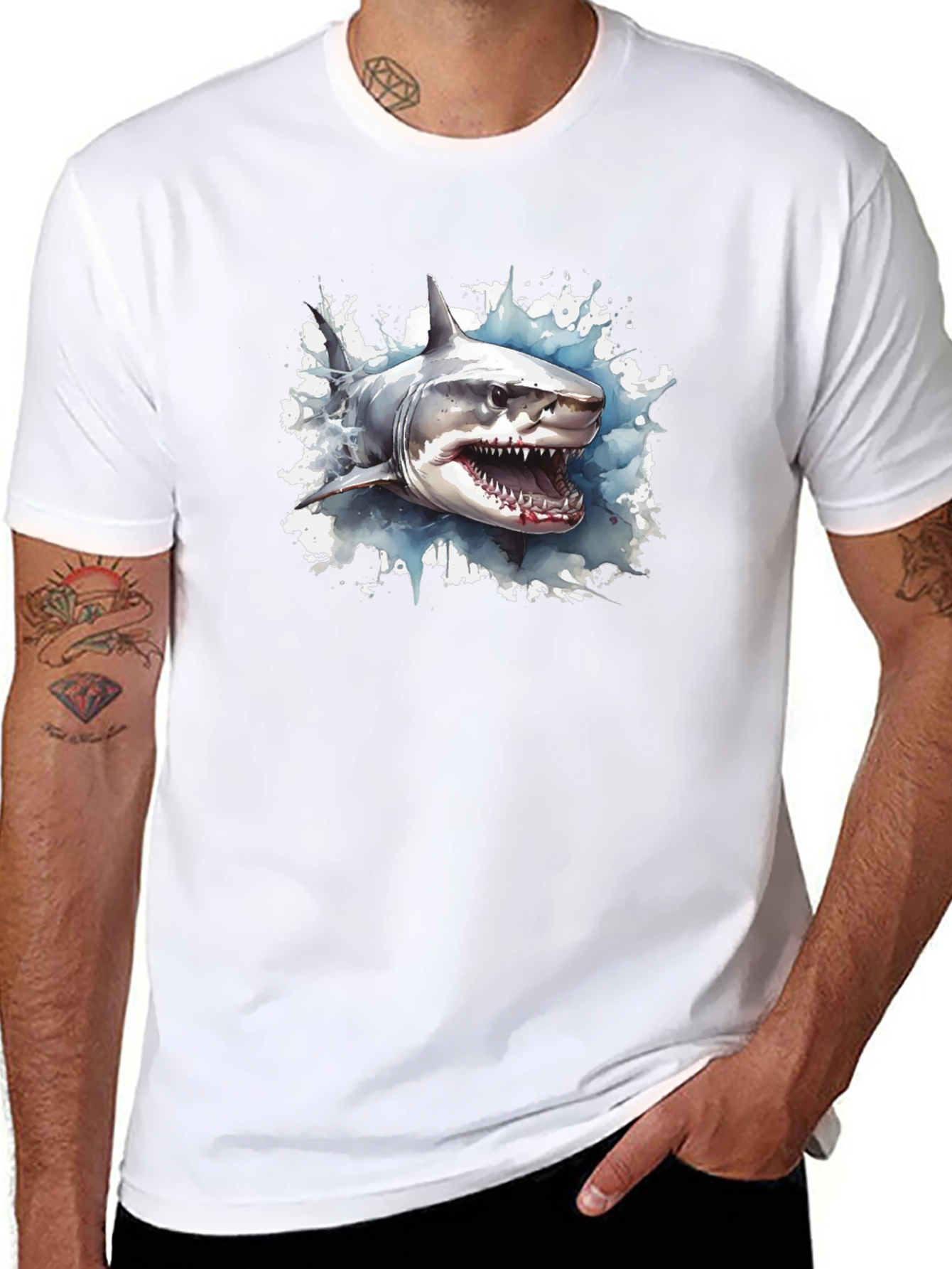 Black Shark Graphic Tee - Stylish Cotton Comfort view 8