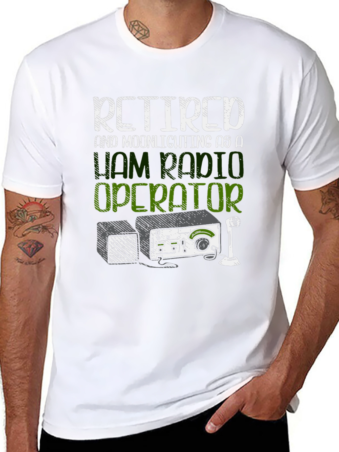 Black Retired Ham Radio Operator T-Shirt view 8