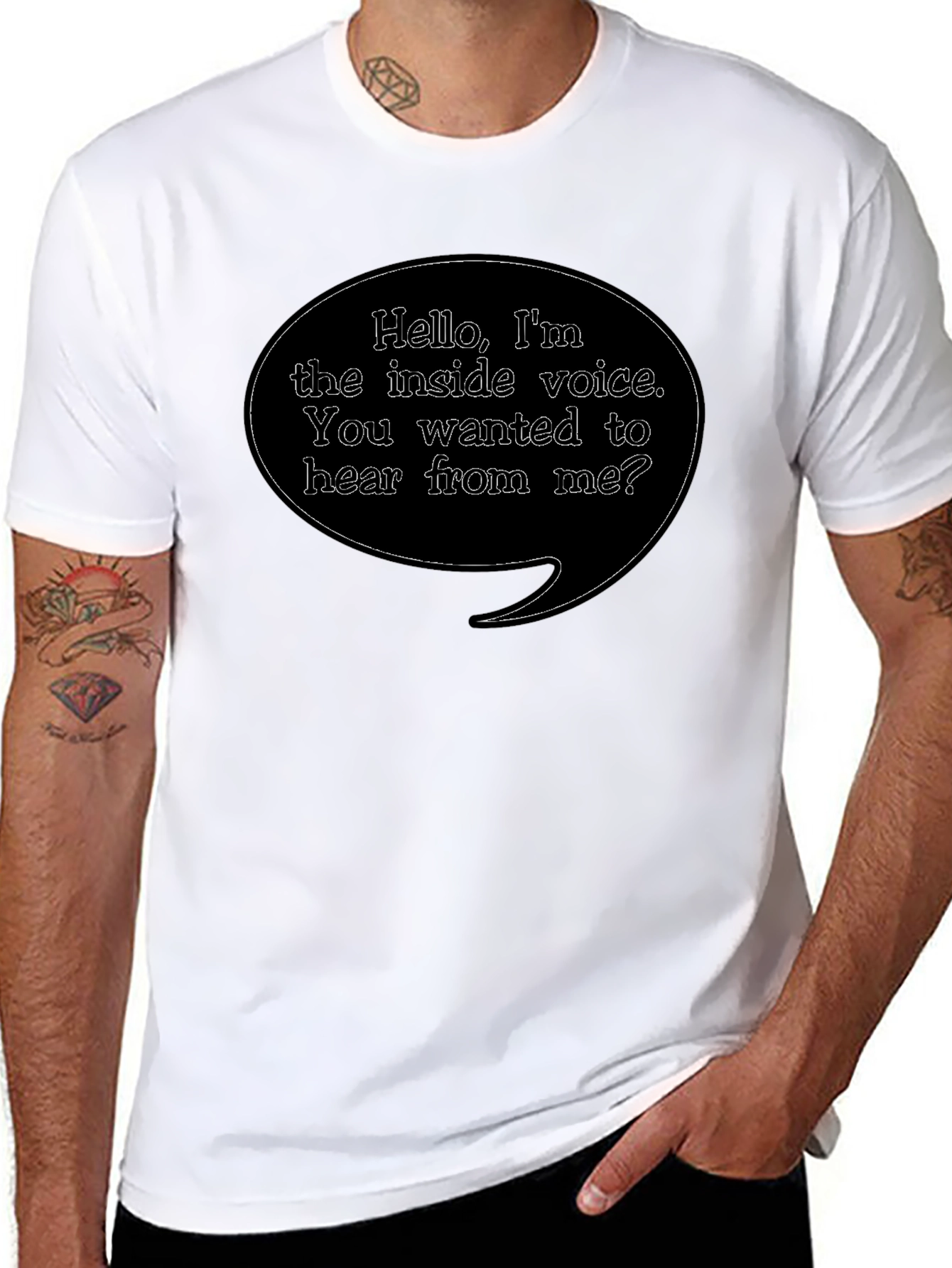 Black Inside Voice Graphic Tee - Funny Black T-Shirt view 8