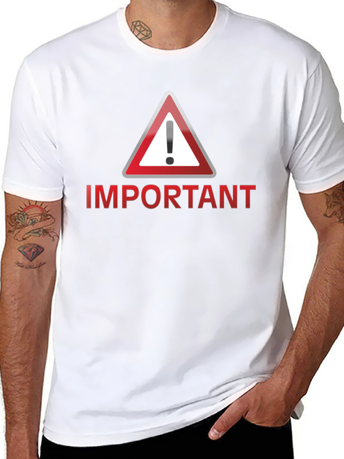 Black Important Warning Sign T-Shirt - Safety First! view 8