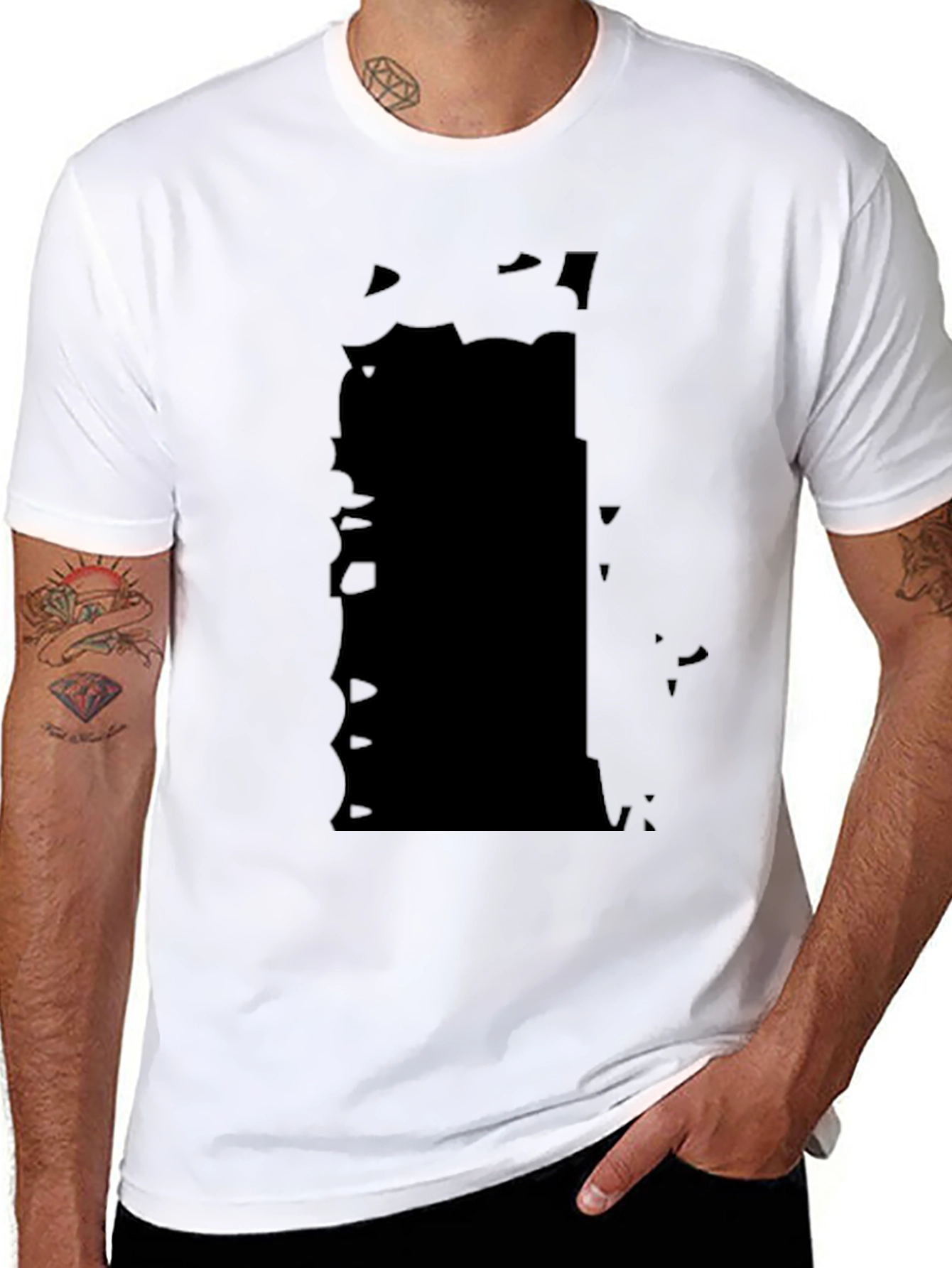 Black Men's Black Graphic T-Shirt - Abstract Design view 8