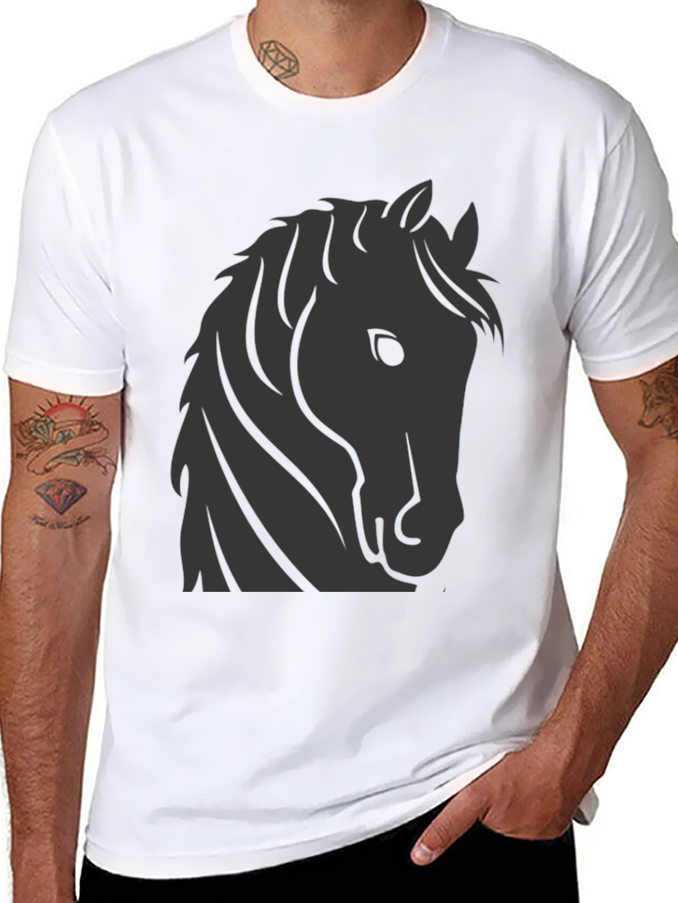Black Horse Graphic Tee - Stylish Black T-Shirt view 8