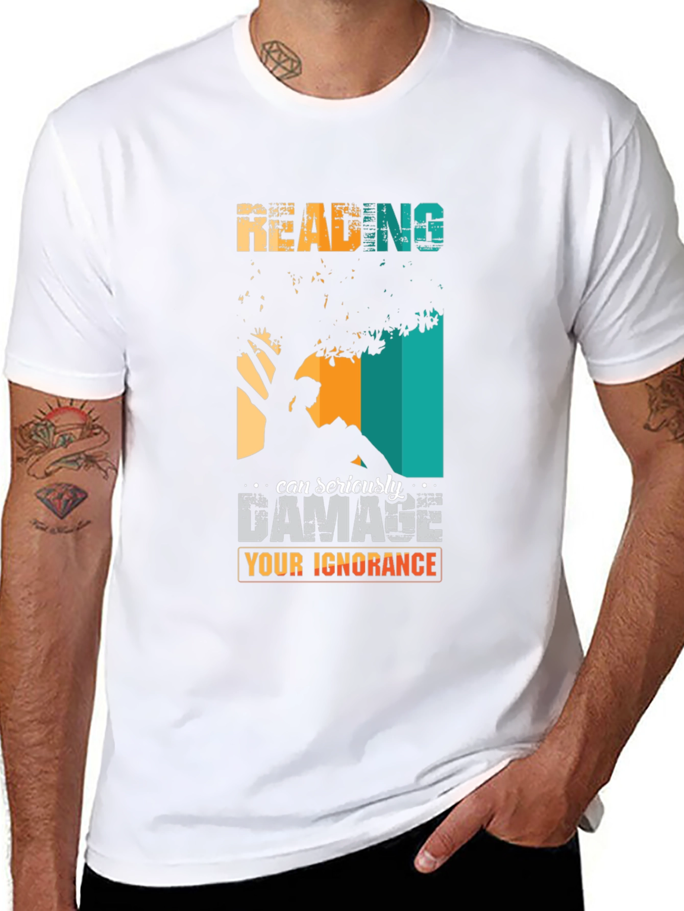 Black Reading Can Damage Ignorance Graphic Tee view 8