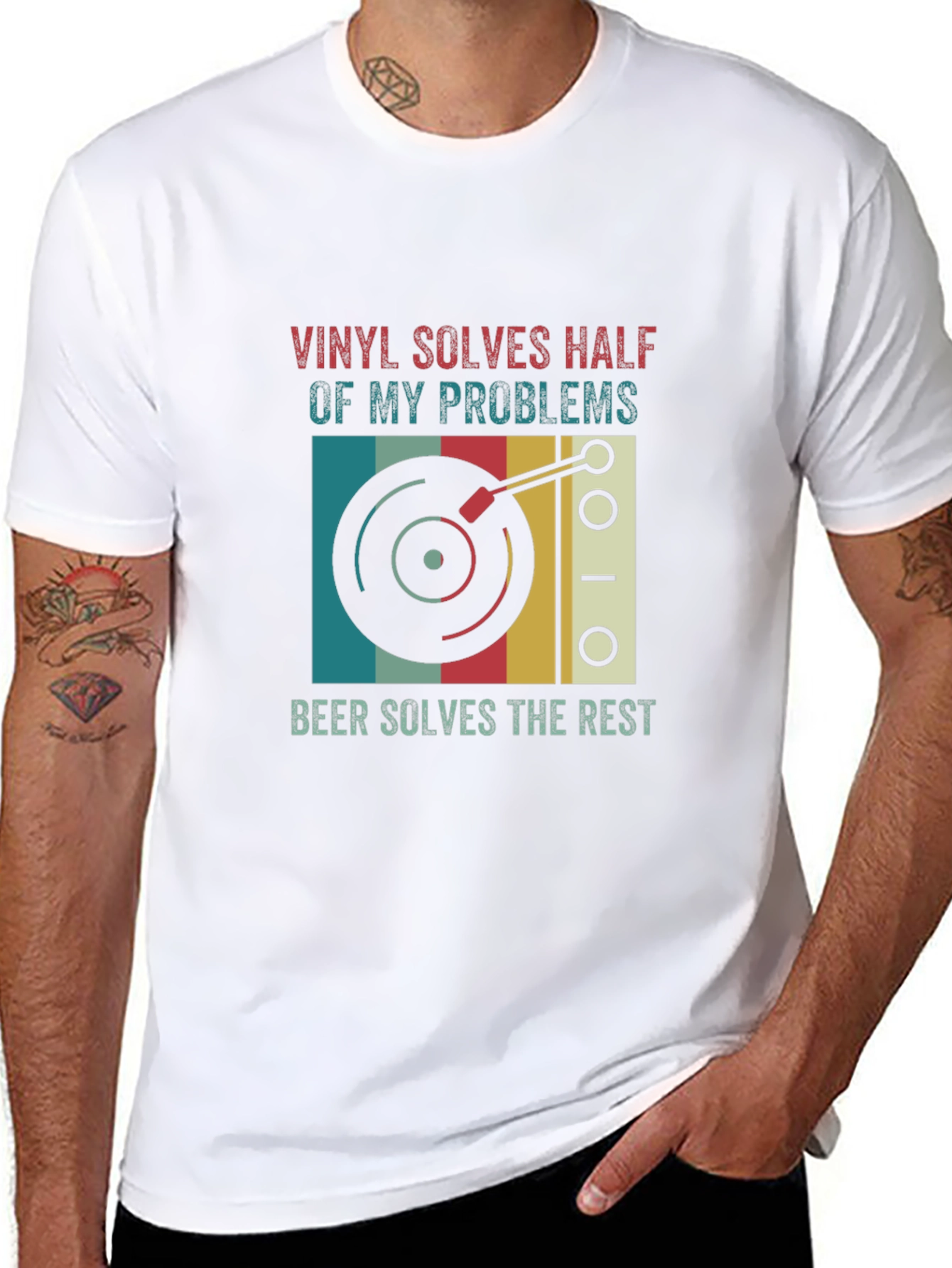 Black Vinyl and Beer Humor T-Shirt view 8