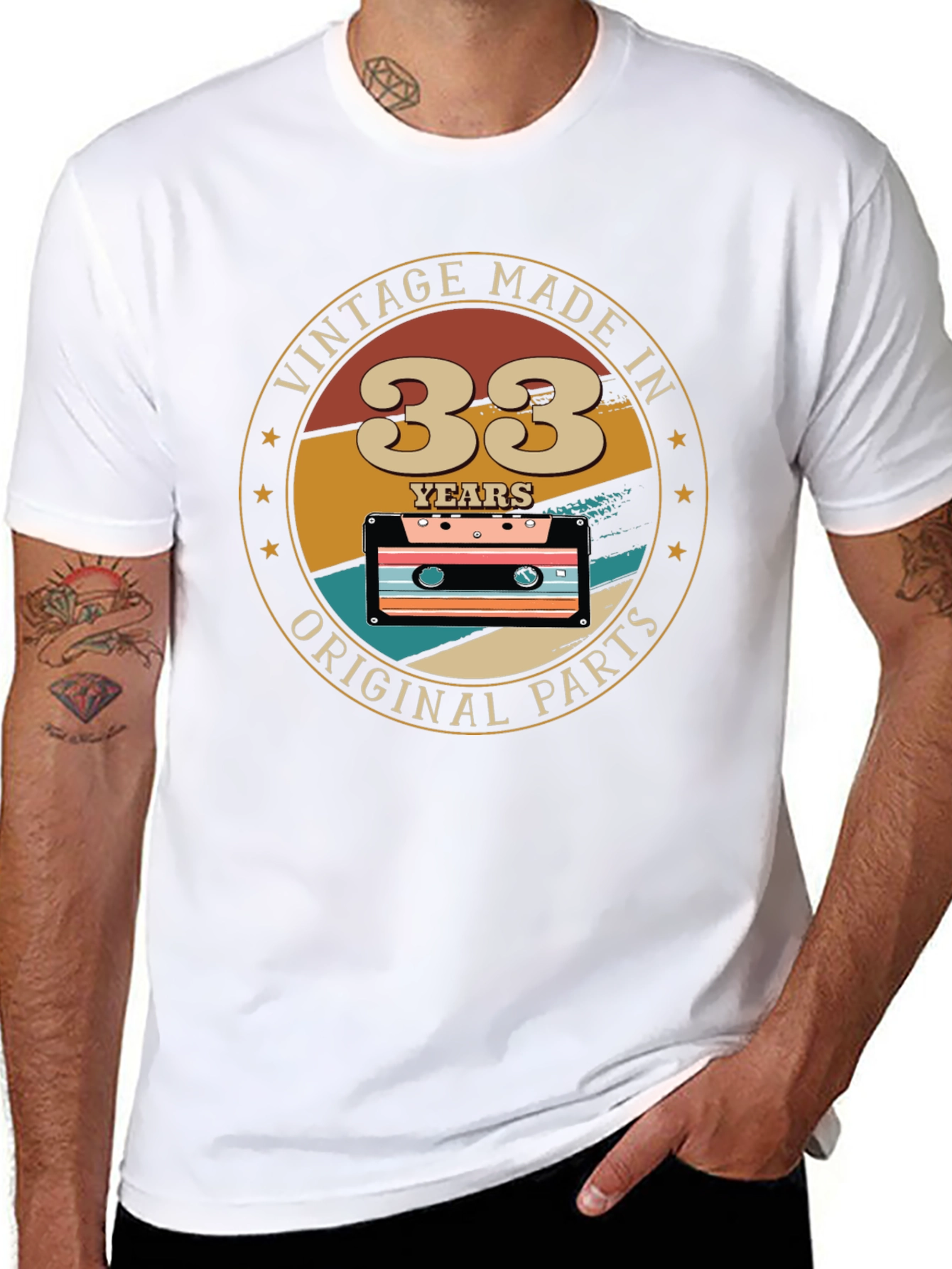 Black Vintage 33 Years Original Parts T-Shirt view 8