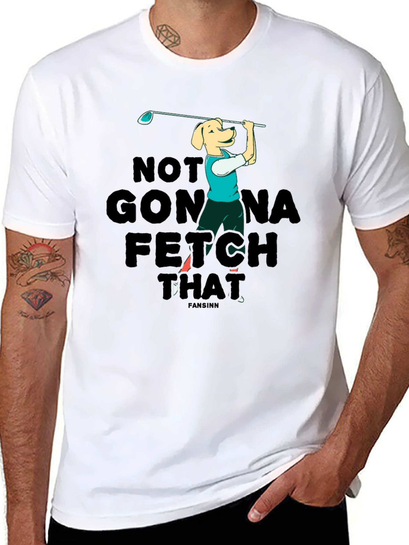 Black Funny Dog Golf T-Shirt - Not Gonna Fetch That view 8