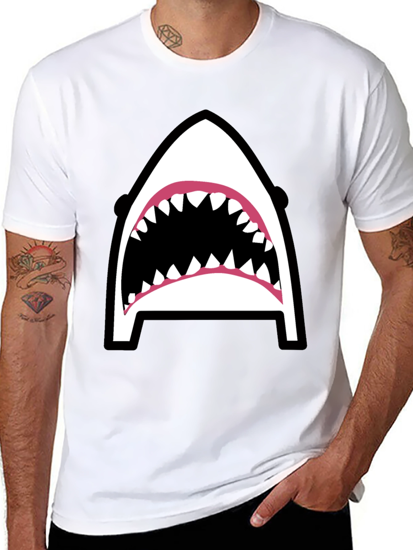 Black Shark Graphic Tee - Black Cotton Blend view 8
