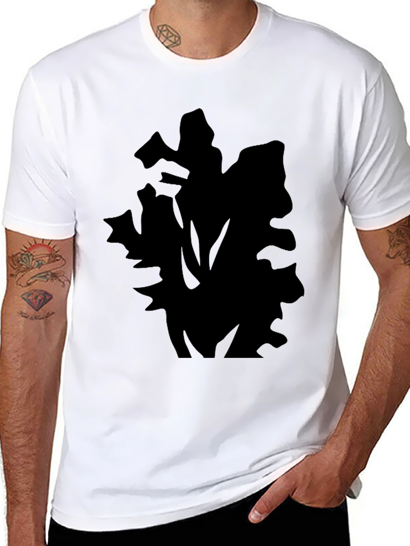 Black Men's Graphic Print Black T-Shirt view 8