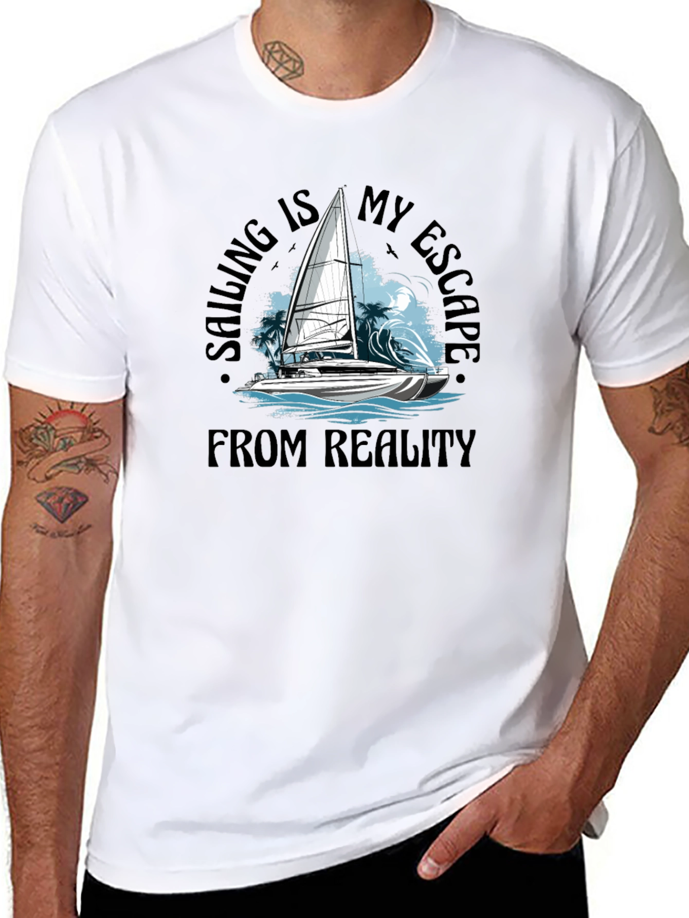 Black Sailing Escape Black T-Shirt view 8