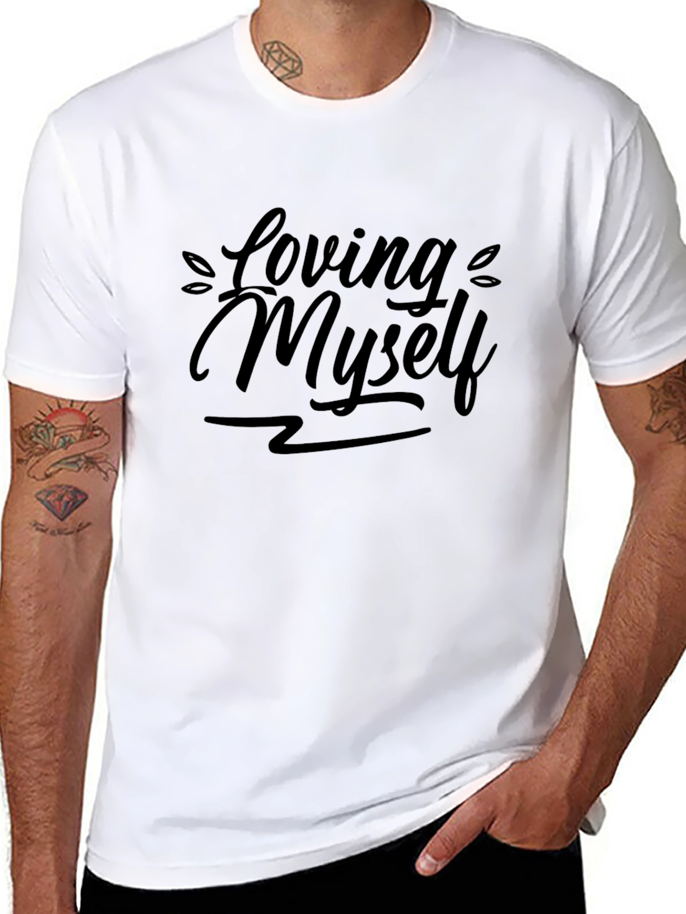Black Loving Myself Black Graphic T-Shirt view 8