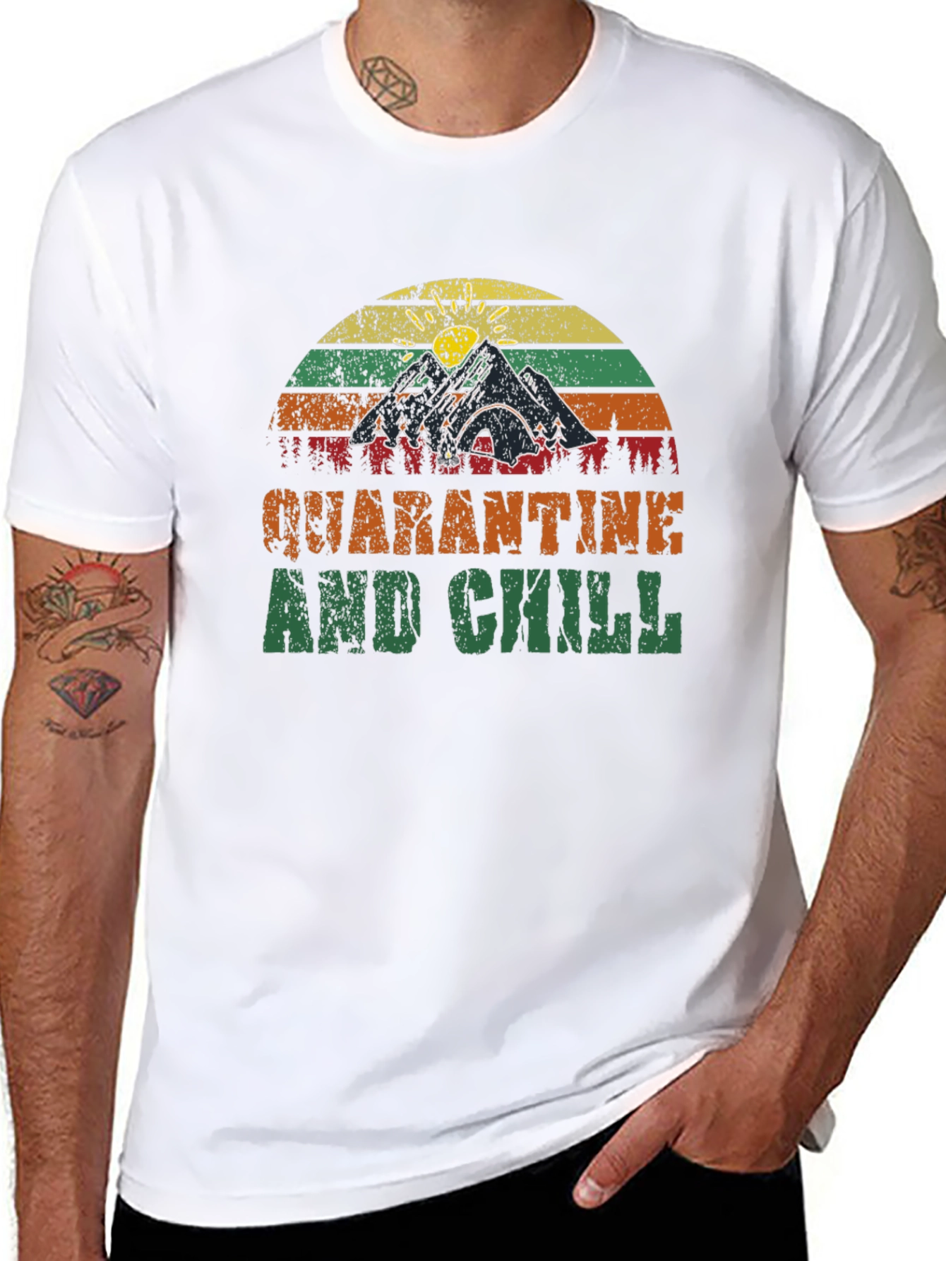 Black Quarantine & Chill Camping Graphic Tee - Black view 8