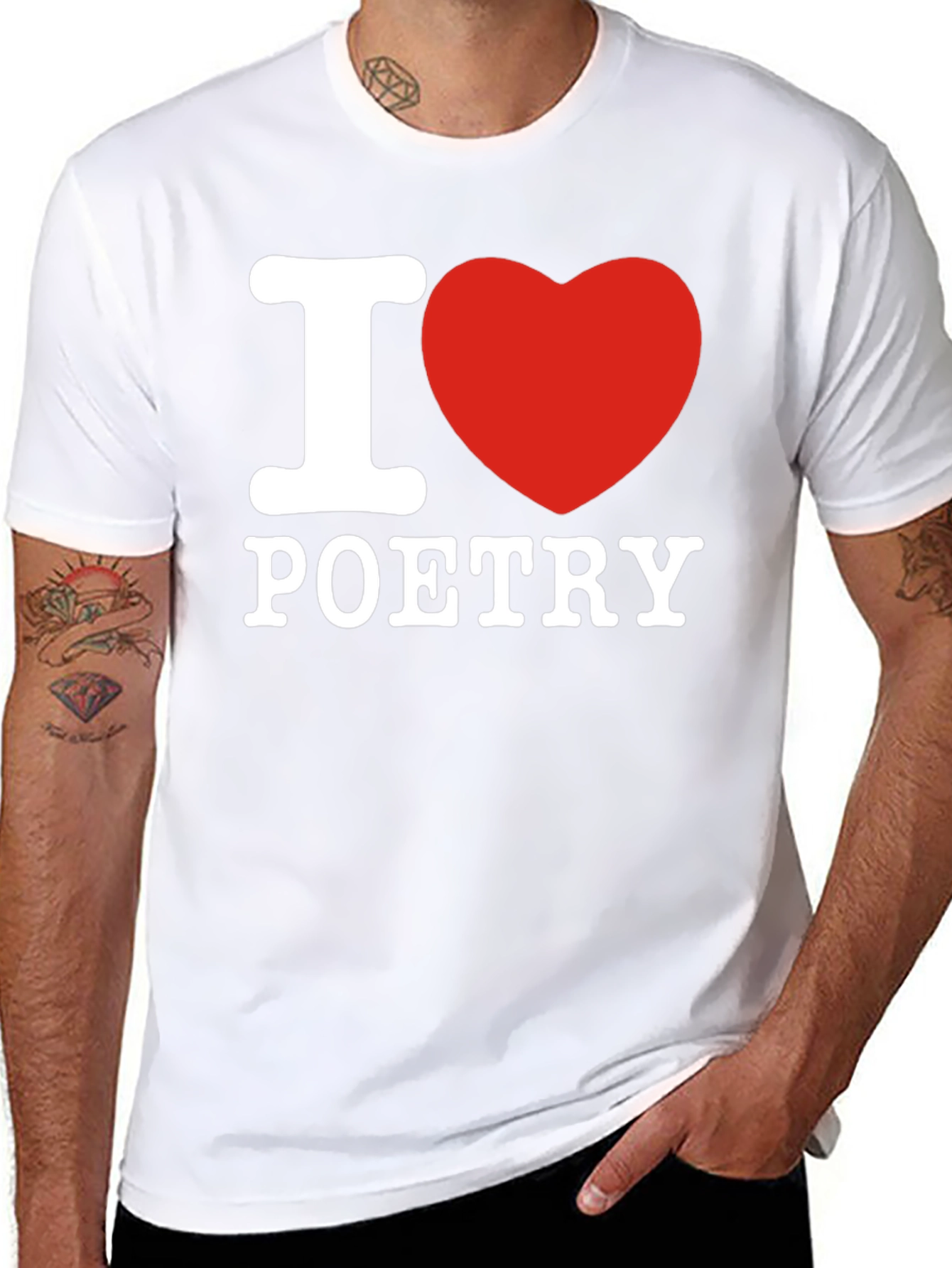 Black I Heart Poetry Graphic Tee - Soft Cotton Blend Shirt view 8
