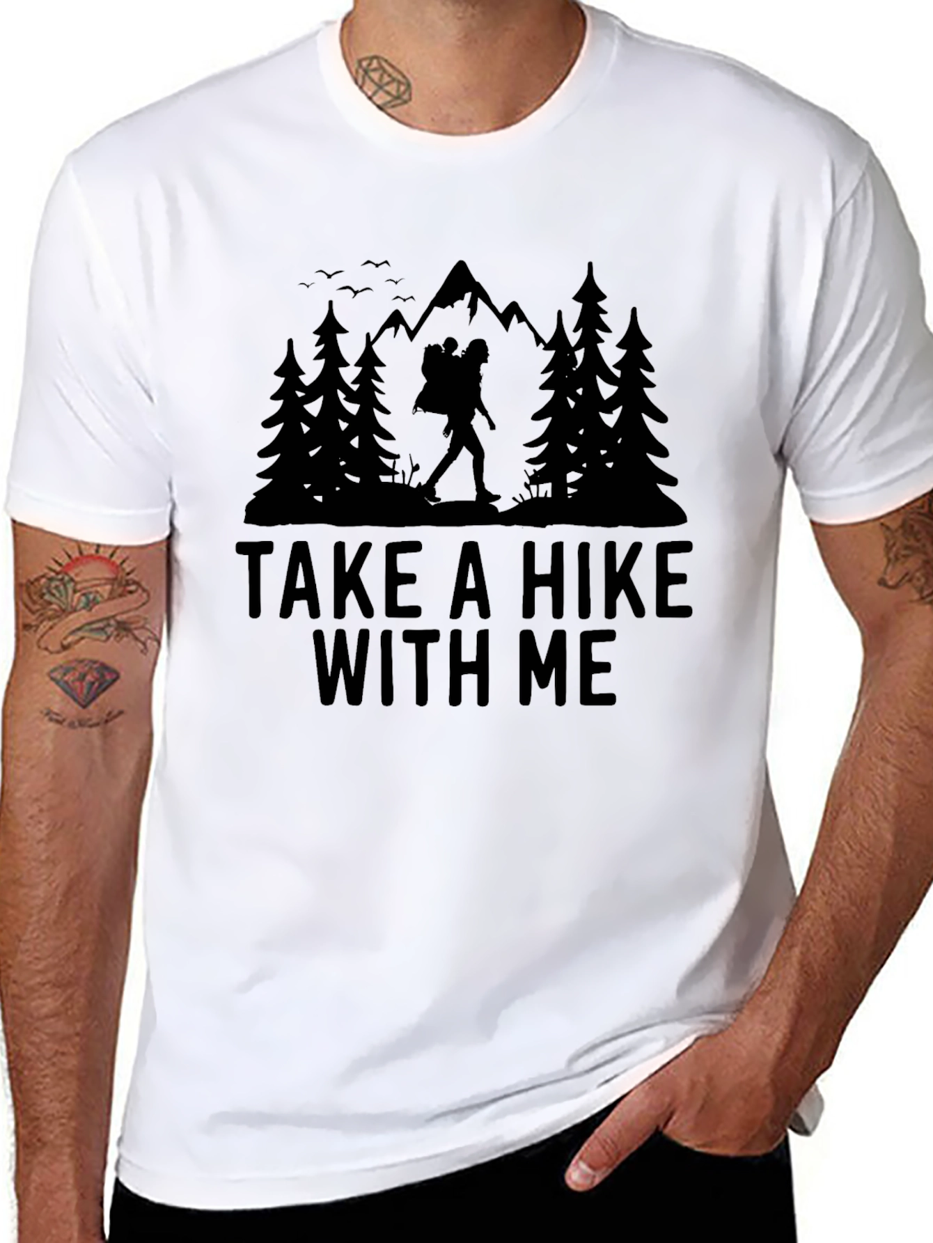 Black Take a Hike With Me Graphic Tee - Black view 8