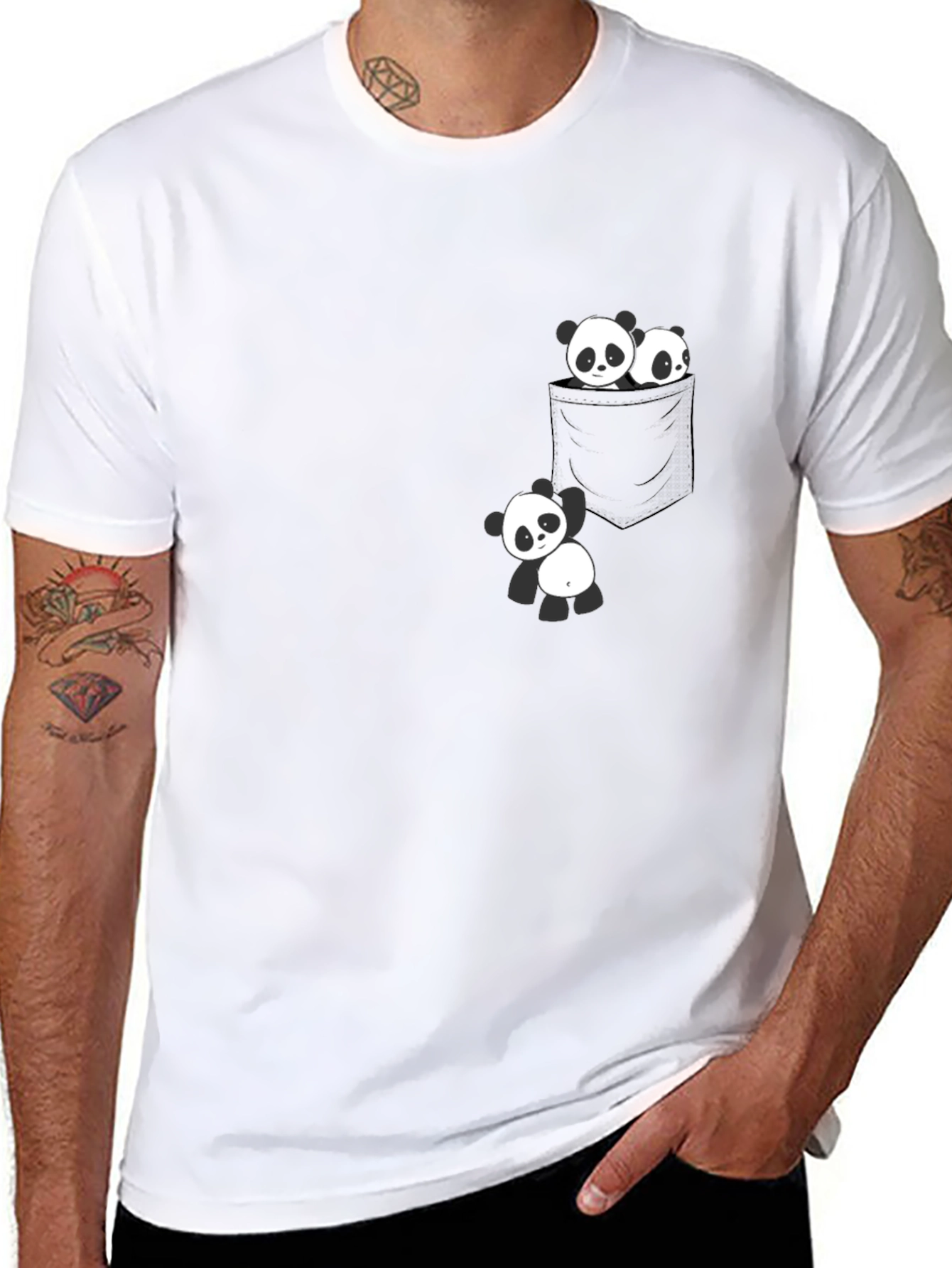 Black Panda Pocket Tee - Cute Graphic T-Shirt view 8