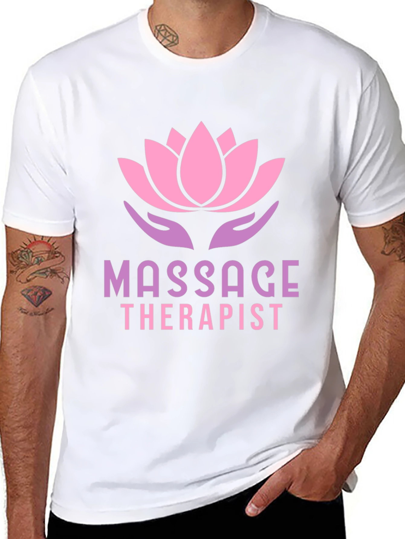 Black Massage Therapist Lotus Flower T-Shirt view 8