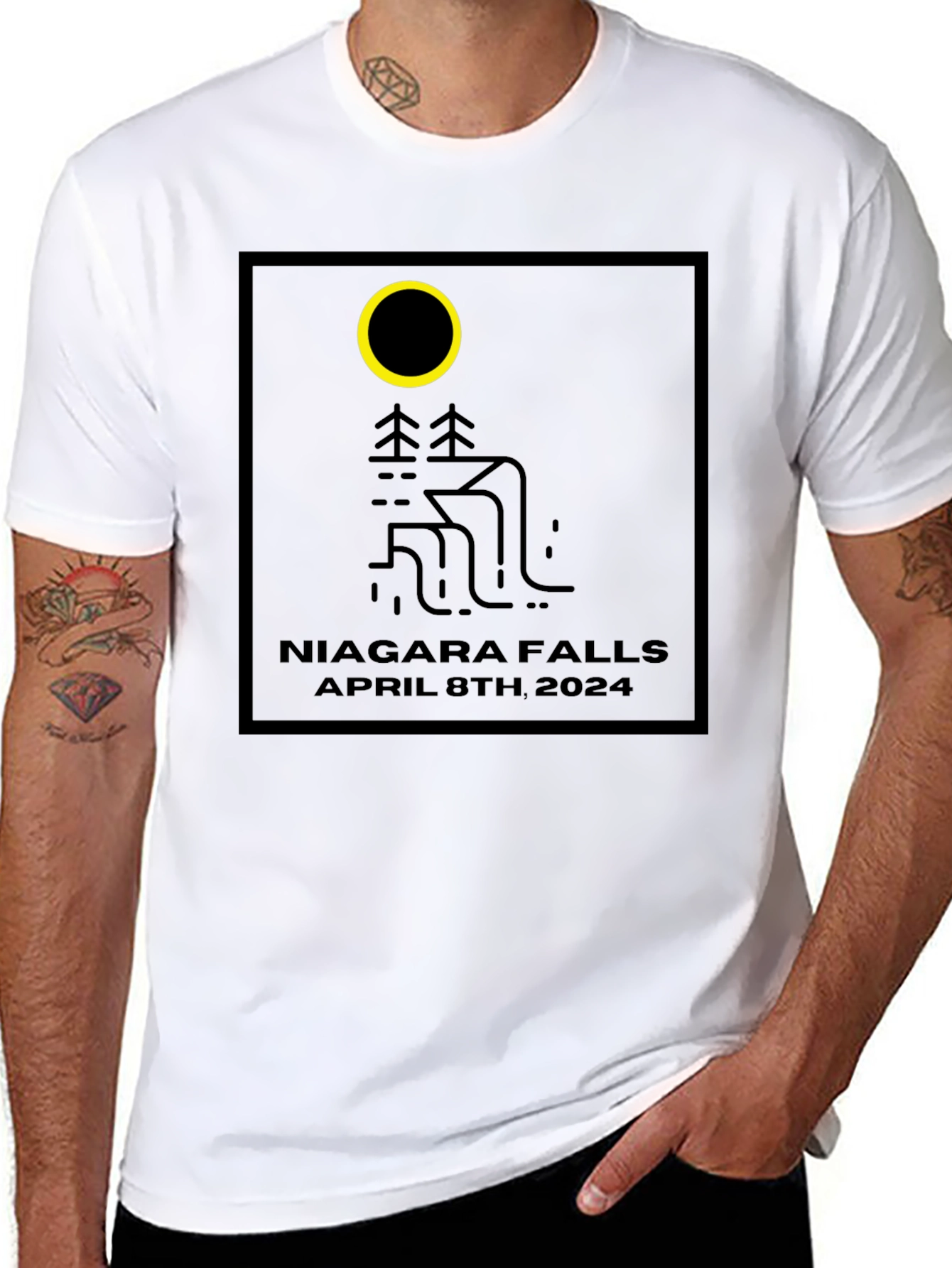 Black Niagara Falls April 8th 2024 Black T-Shirt view 8