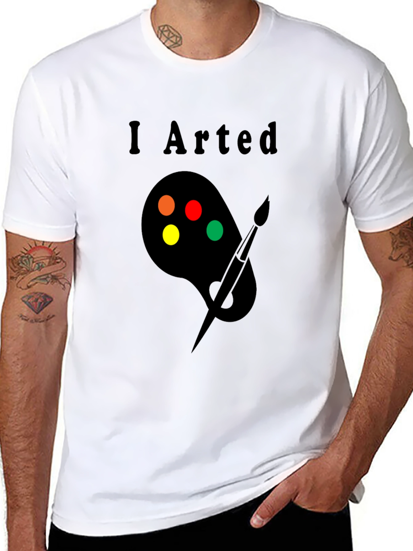 Black I Arted T-Shirt - Painter Palette Design view 8