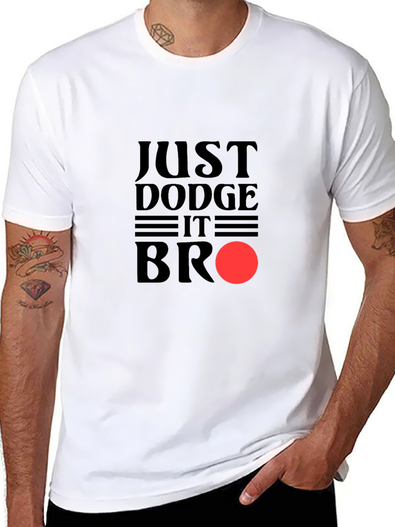 Black Just Dodge It Bro - Men's Graphic Tee view 8