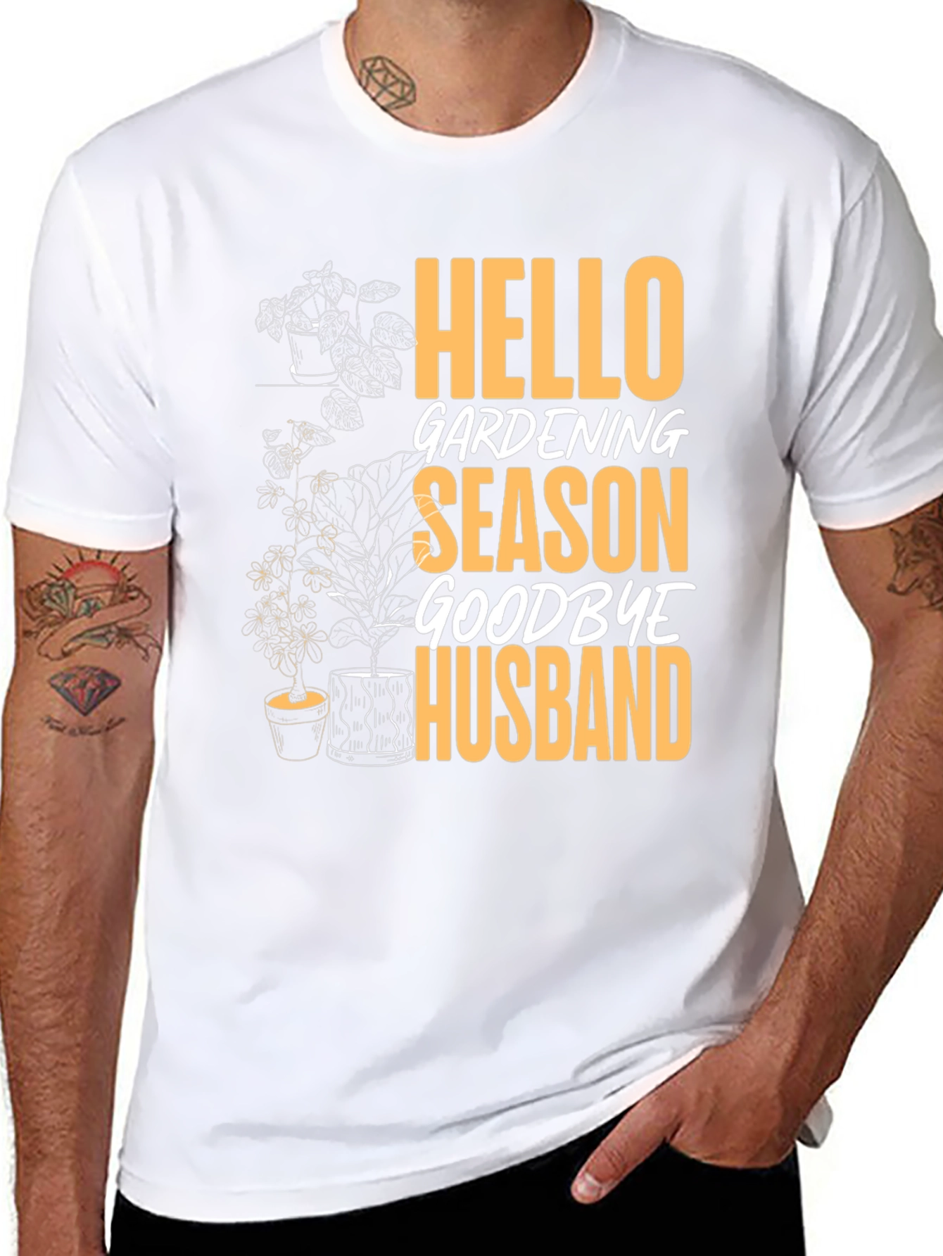 Black Hello Gardening Season Goodbye Husband Tee view 8