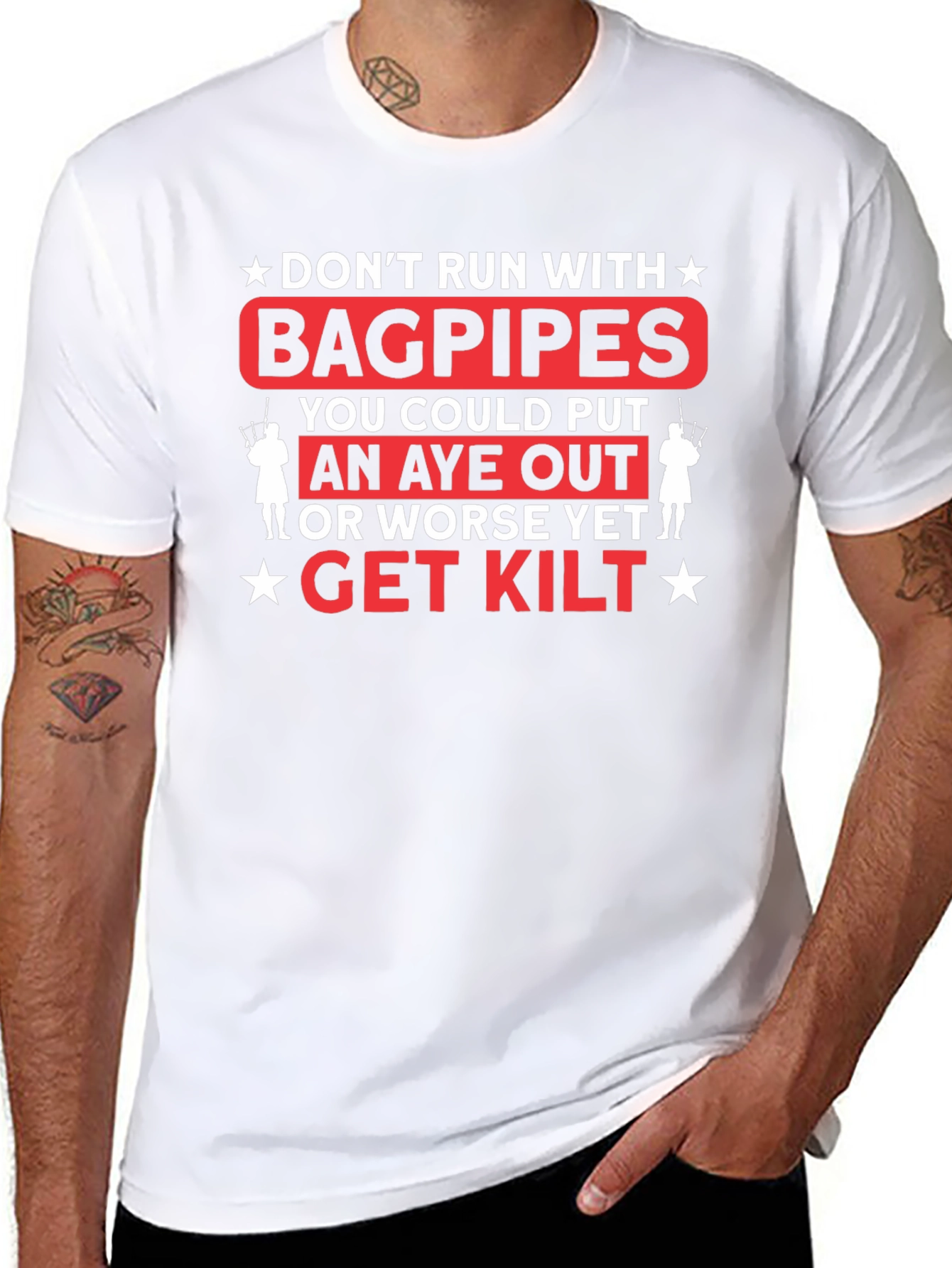 Black Don't Run with Bagpipes Graphic T-Shirt view 8