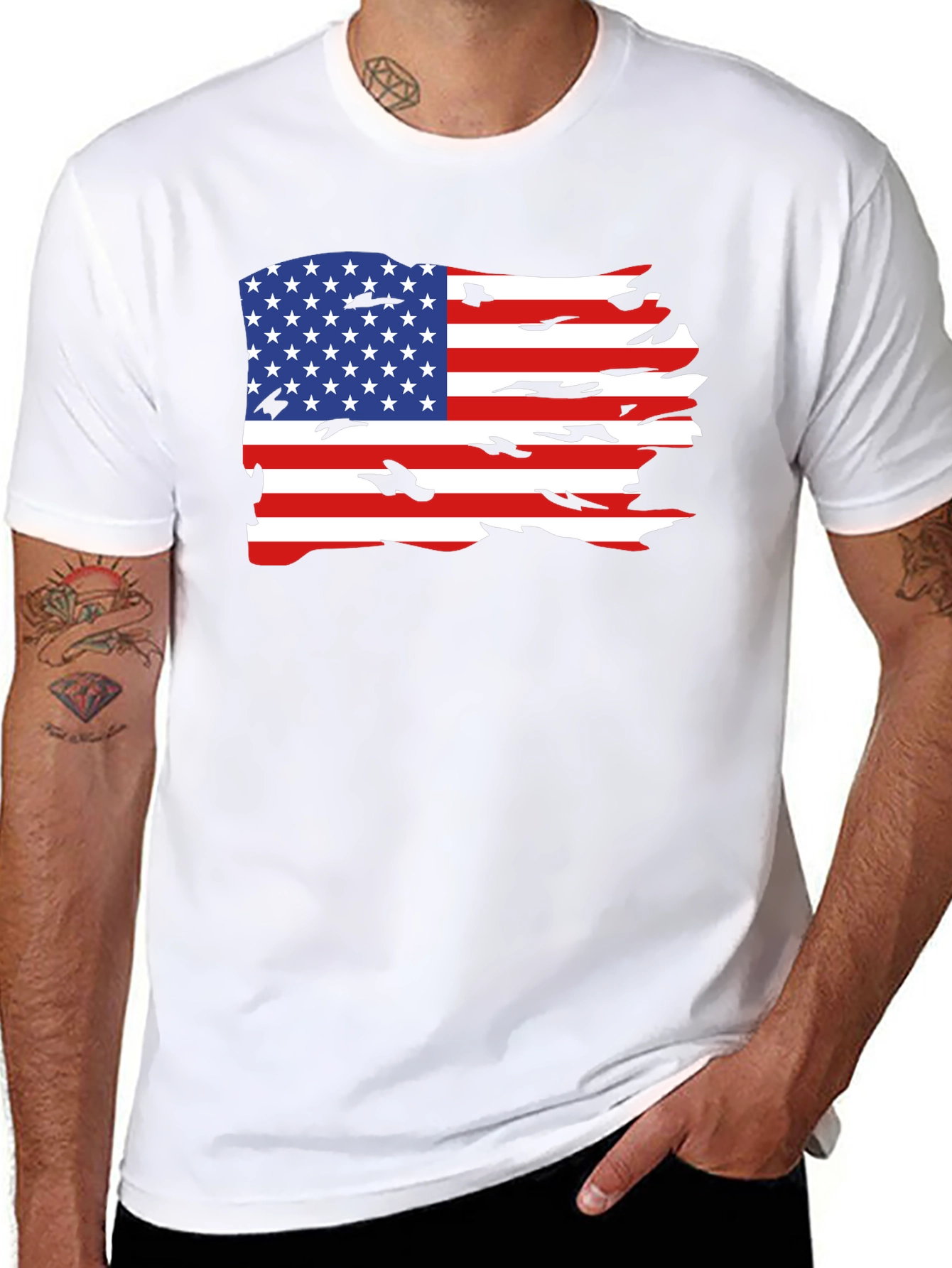 Black American Flag Graphic Tee view 8