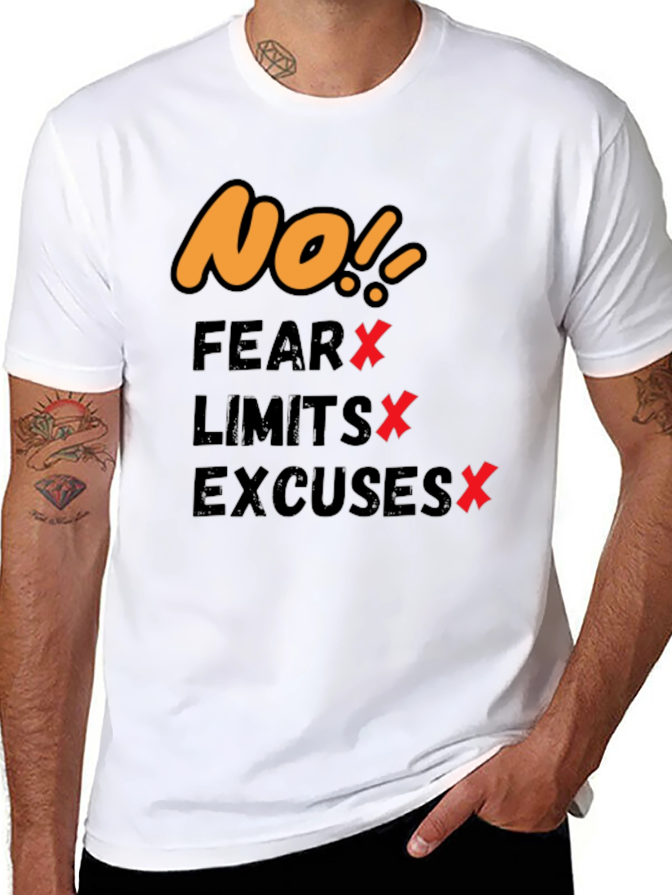 Black Motivational T-Shirt - No Fear, Limits, Excuses! view 8