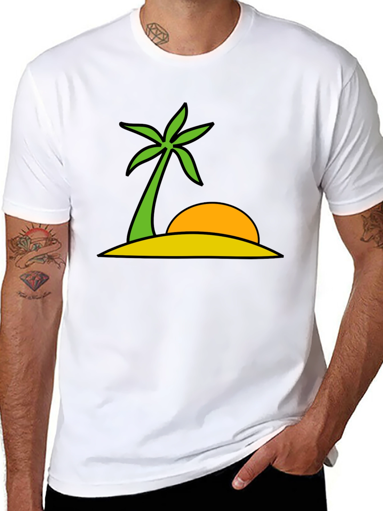 Black Tropical Island Graphic Tee - Summer Vibes view 8