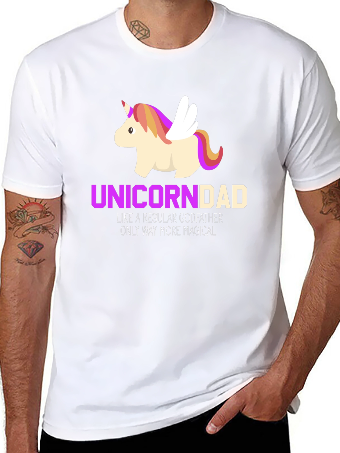Black Unicorn Dad Magical Godfather T-Shirt view 8