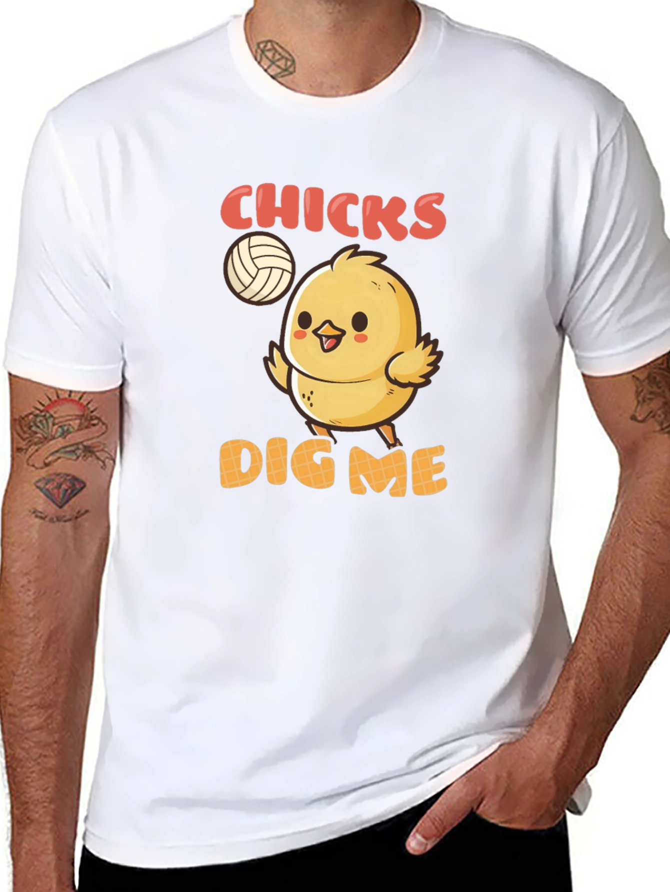 Black Chicks Dig Me T-Shirt - Volleyball Chick Graphic Tee view 8