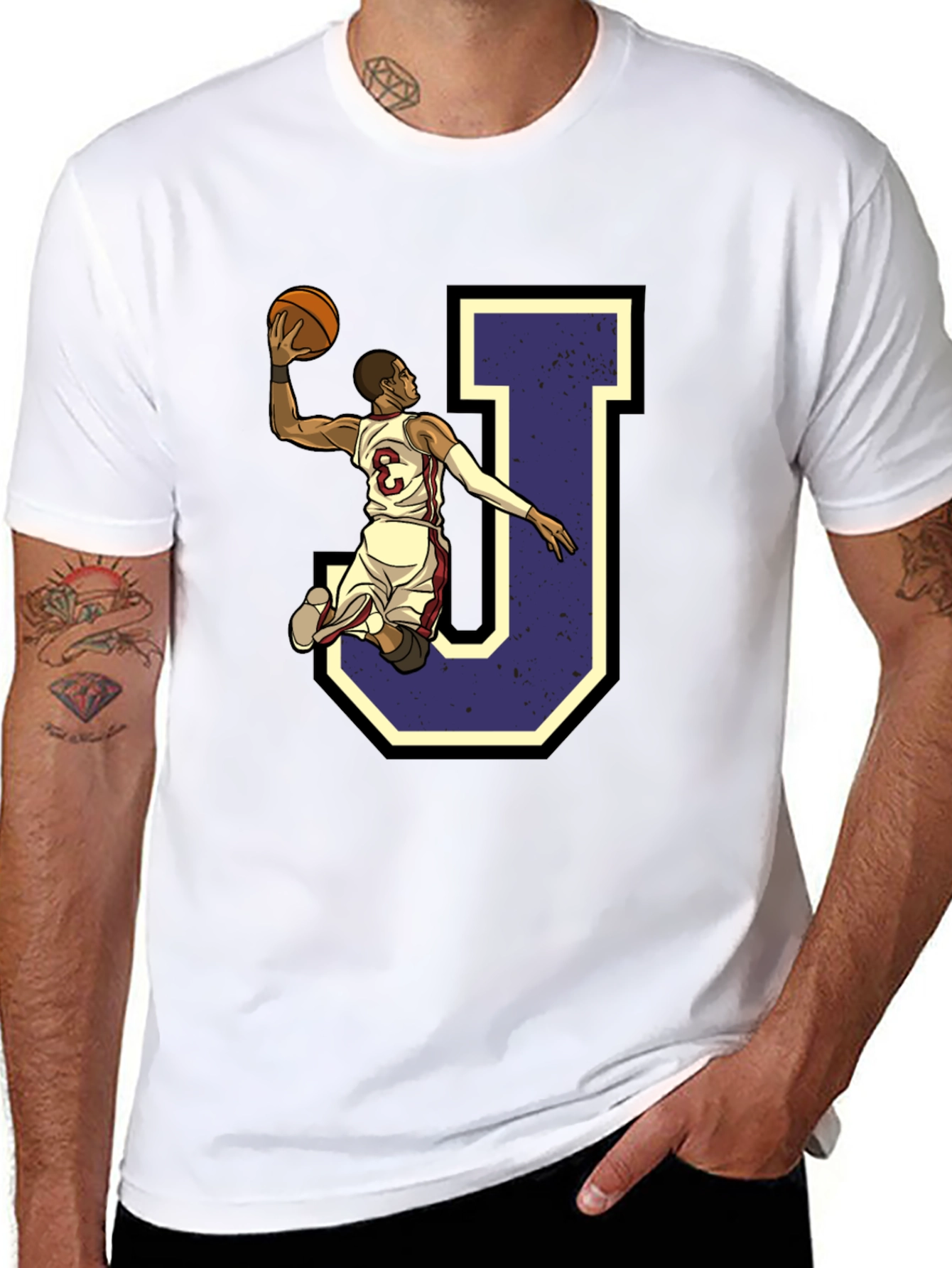 Black Basketball Player 'J' Graphic Tee view 8
