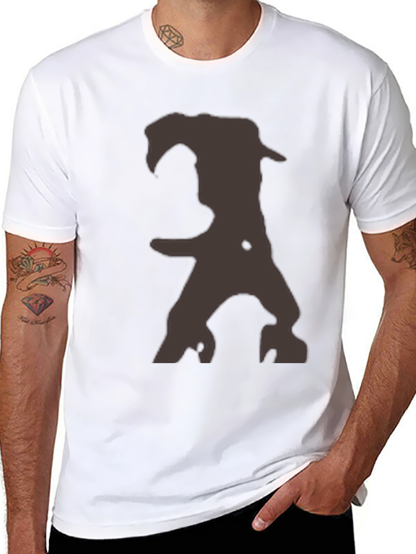 Black Men's Graphic Print Crew Neck T-Shirt - Black view 8