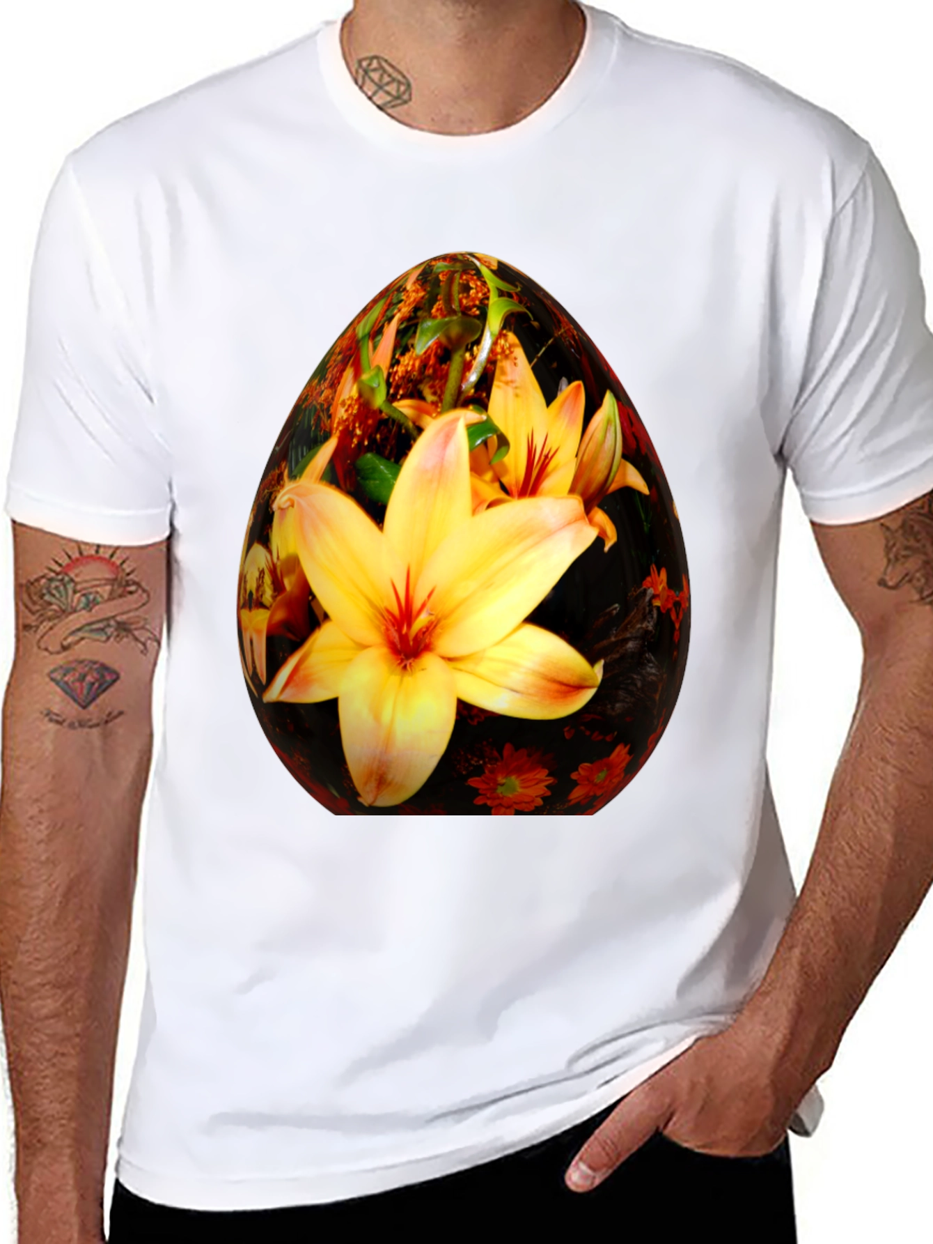 Black Floral Easter Egg Graphic Tee view 8