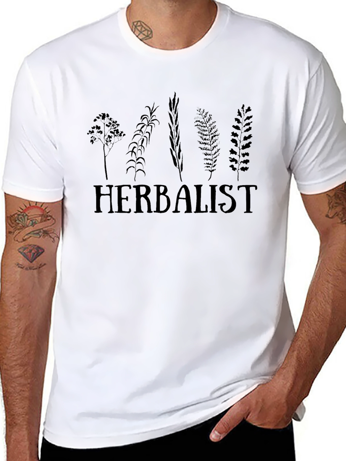 Black Herbalist Plant Graphic T-Shirt - Black view 8