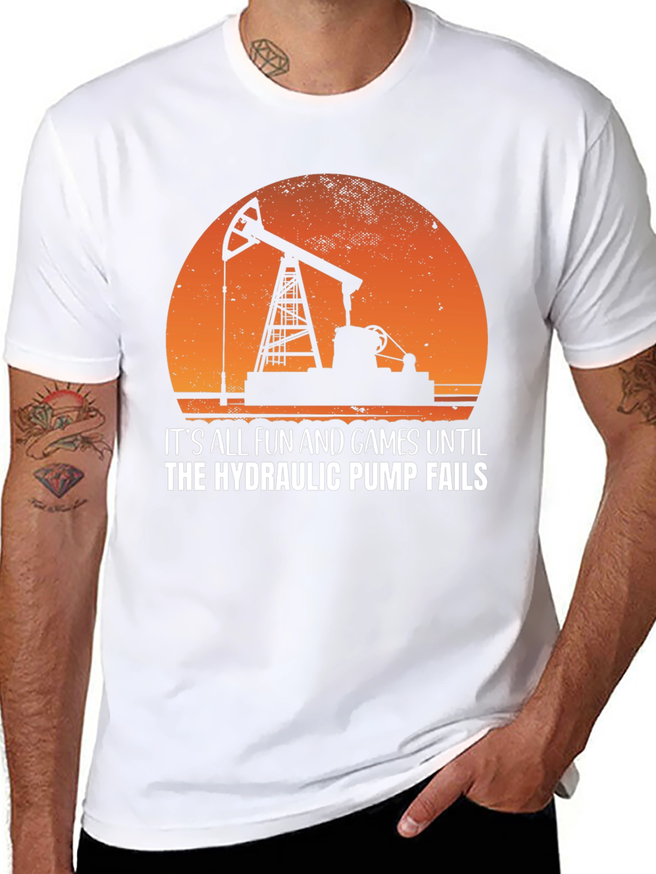 Black Hydraulic Pump Fails Funny T-Shirt view 8